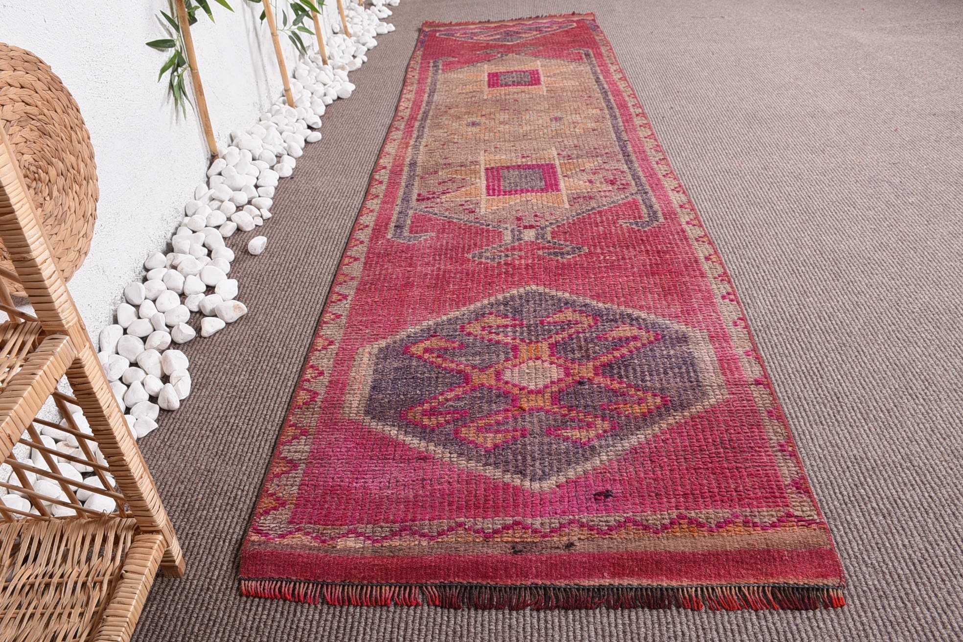 Pale Rug, Turkish Rug, Oushak Rug, Rugs for Hallway, Antique Rugs, Corridor Rugs, Kitchen Rug, Vintage Rugs, 2.4x8.7 ft Runner Rugs