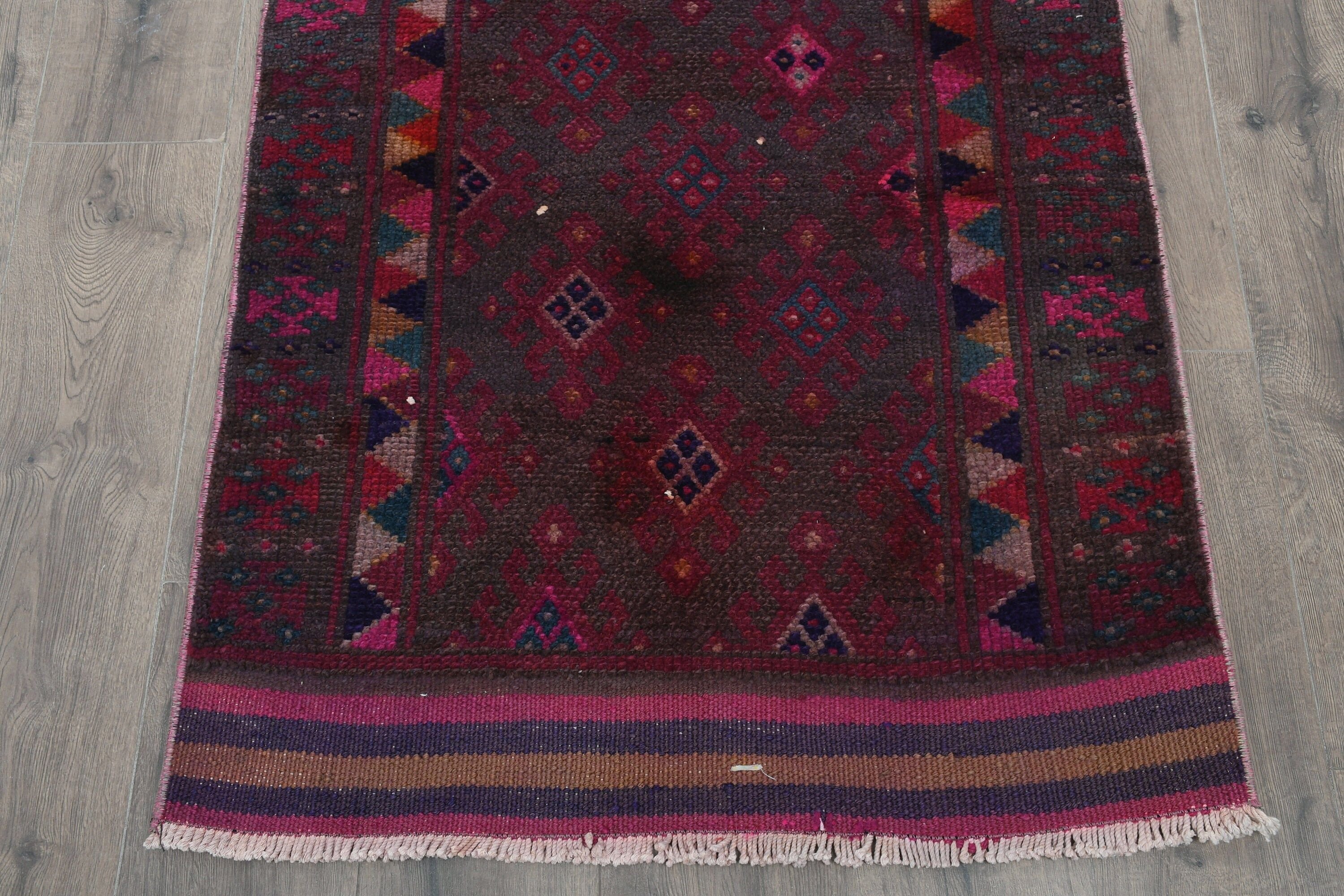 Floor Rug, Vintage Rugs, Pale Rugs, Turkish Rug, Rugs for Kitchen, Stair Rug, 2.8x11.5 ft Runner Rug, Pink Kitchen Rug, Antique Rug