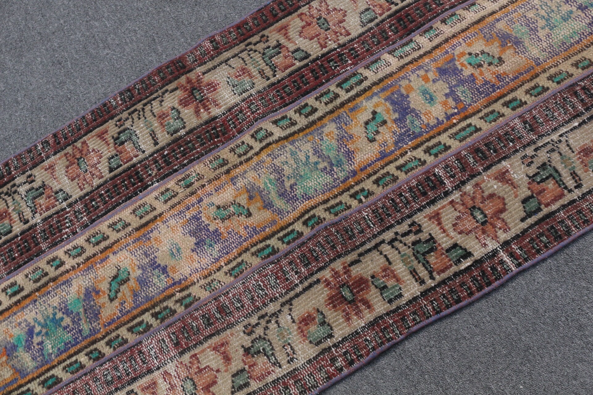 Vintage Rug, 2.1x5.5 ft Runner Rugs, Outdoor Rug, Anatolian Rug, Turkish Rug, Oriental Rug, Orange Bedroom Rug, Rugs for Stair, Hallway Rug