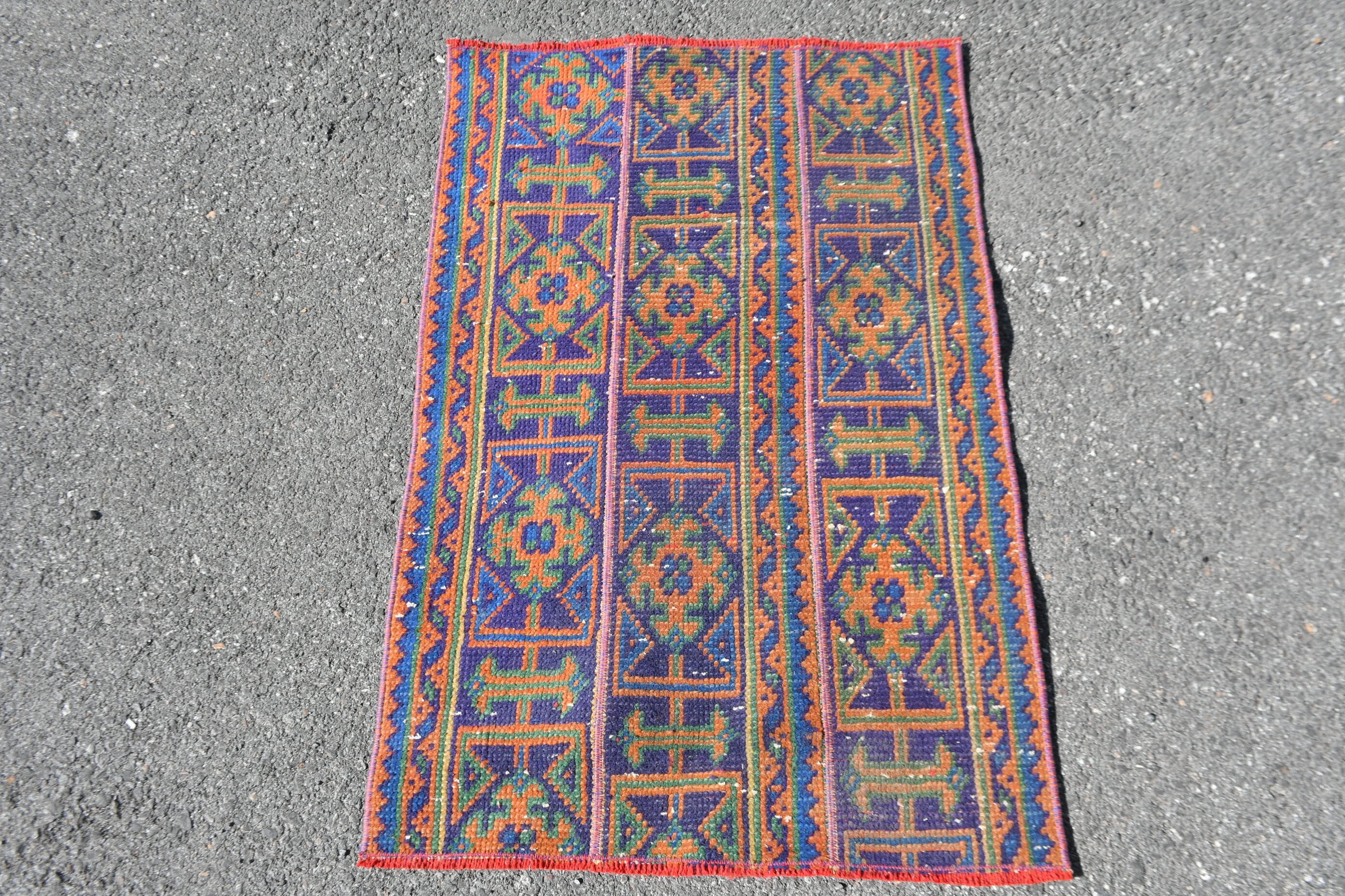 Vintage Rug, Turkish Rug, Blue  2.1x3.1 ft Small Rug, Bath Rug, Pastel Rugs, Wall Hanging Rug, Anatolian Rugs, Oriental Rug