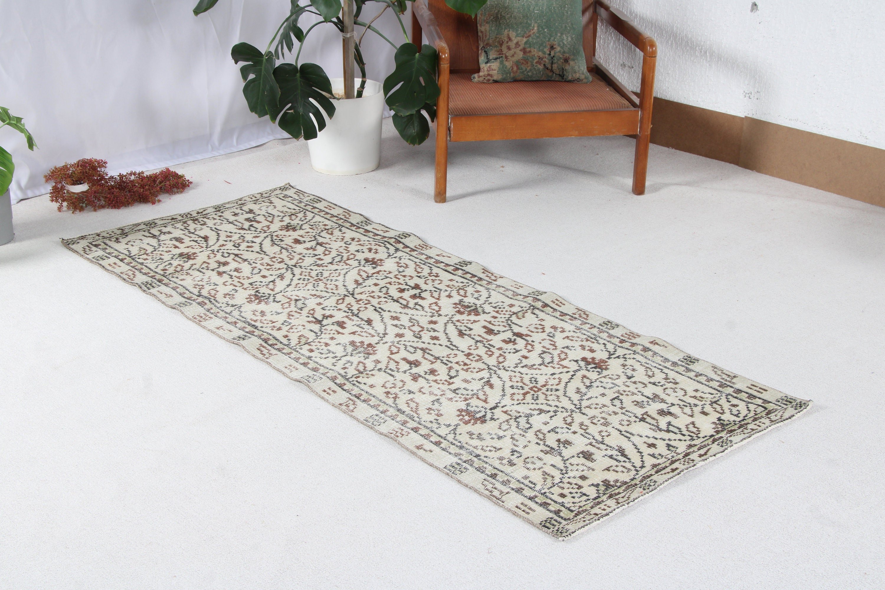 Floor Rug, Turkish Rugs, 2.6x6.6 ft Runner Rug, Vintage Rug, Brown Kitchen Rugs, Long Runner Rug, Flatweave Rug, Boho Rugs, Hallway Rug