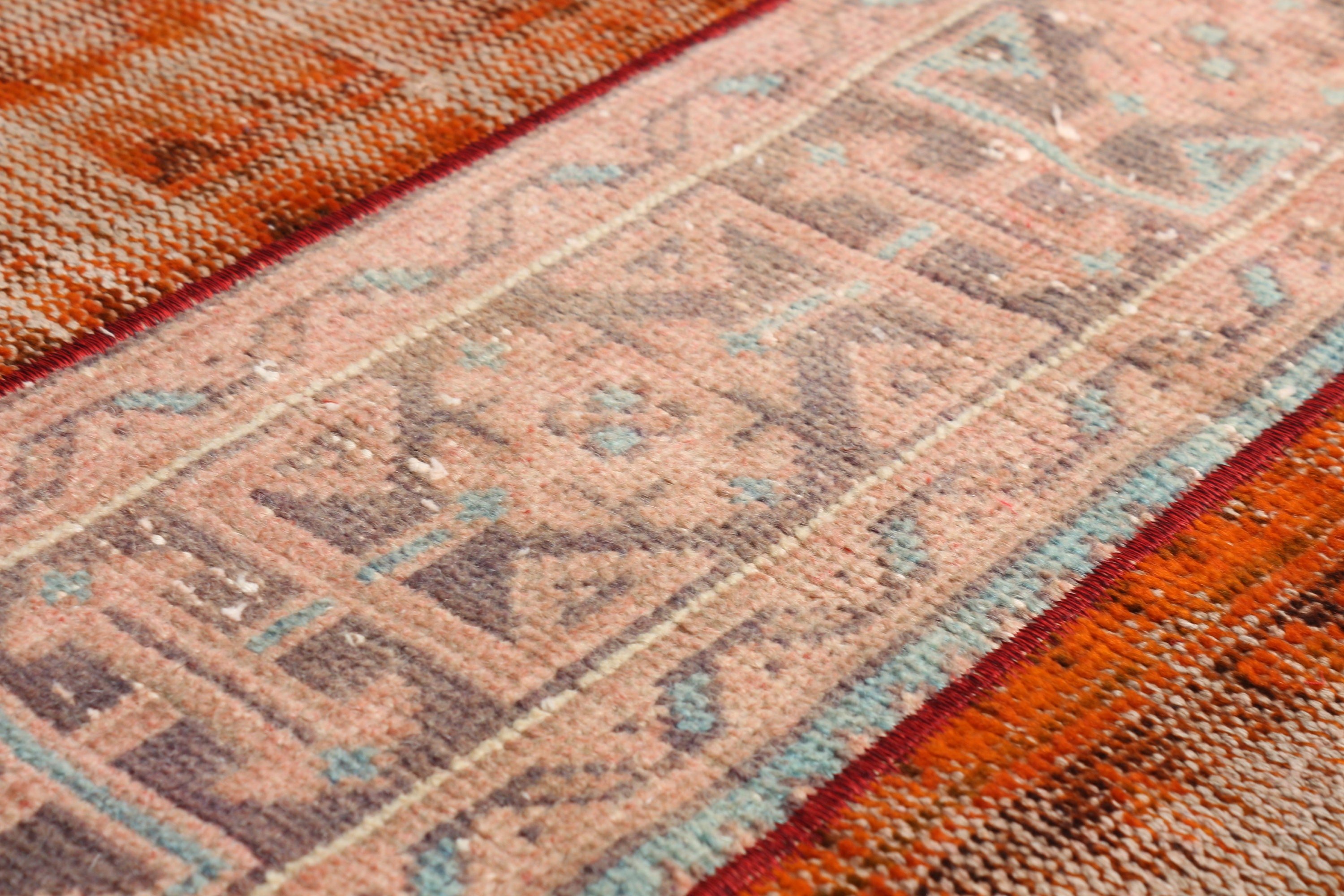 Orange Moroccan Rug, Kitchen Rug, Oushak Rug, Car Mat Rugs, 2.3x4.2 ft Small Rug, Rugs for Kitchen, Turkish Rug, Vintage Rug