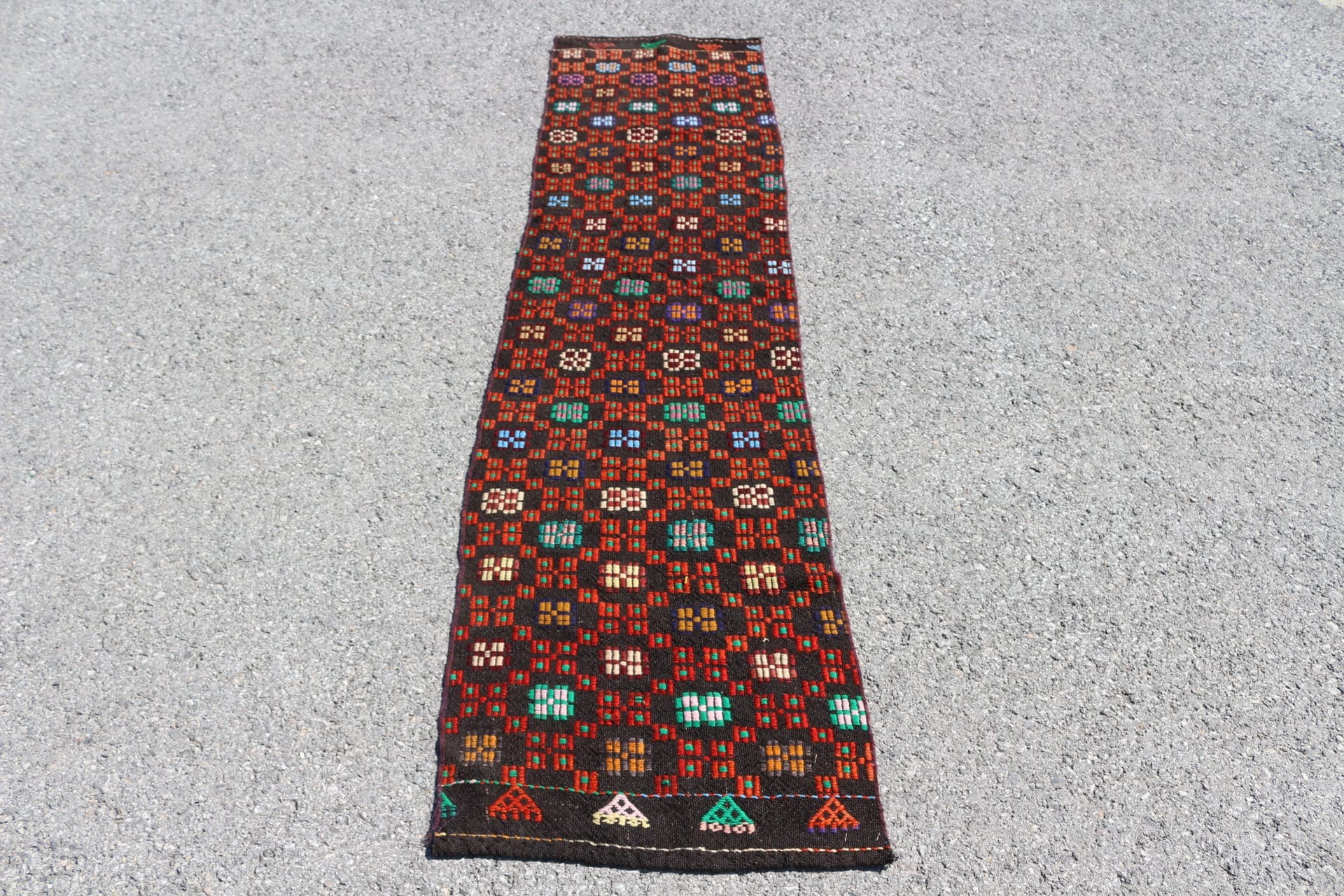 Anatolian Rug, Turkish Rug, Kilim, Hallway Rug, Vintage Rug, Home Decor Rug, Green  1.9x8.1 ft Runner Rug, Kitchen Rugs