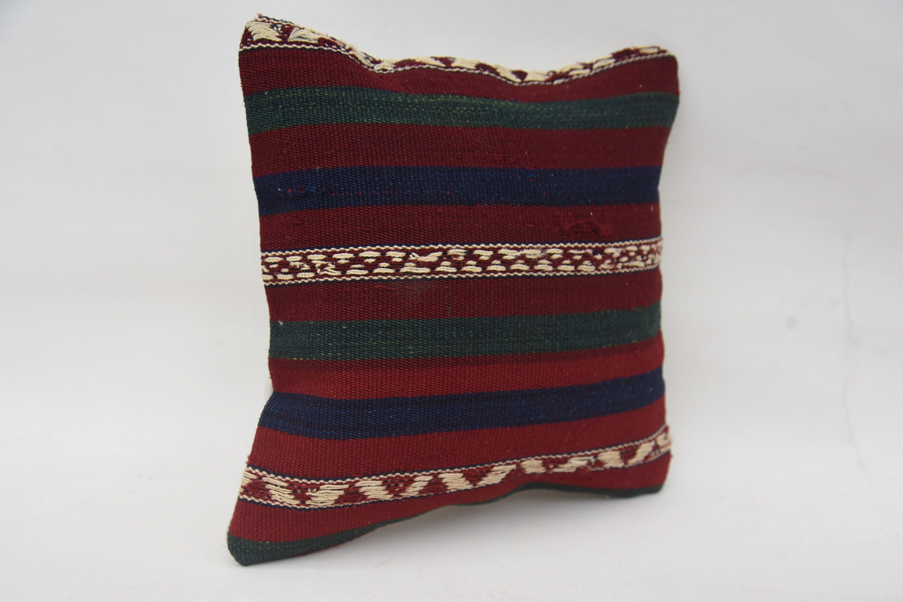 Turkish Kilim Pillow, Pillow for Couch, Turkish Pillow, 12"x12" Red Pillow, Luxury Cushion, Ethnic Throw Cushion Cover