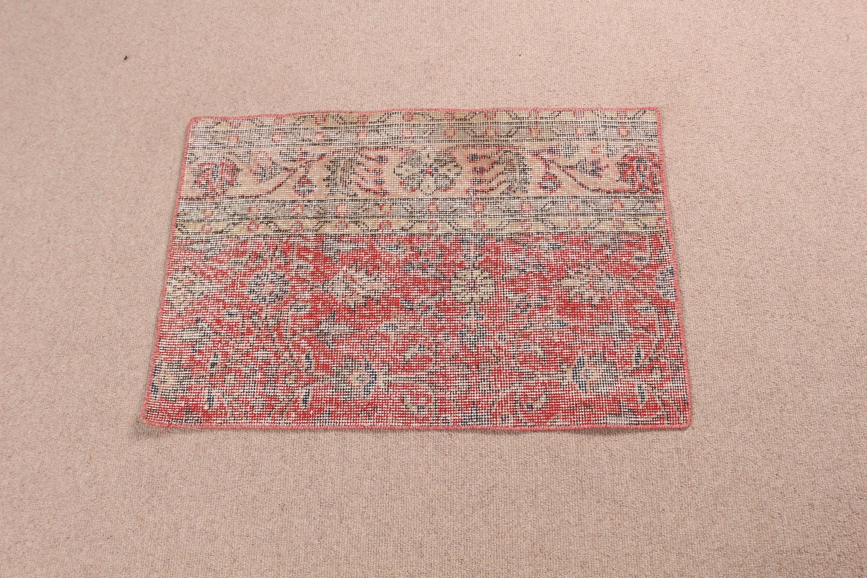 Anadolu Halısı, Kapı Paspası Halısı, Yün Halısı, Vintage Halısı, Vintage Dekor Halısı, Türk Halısı, Banyo Halısı, Kırmızı 1.9x2.9 ft Küçük Halı