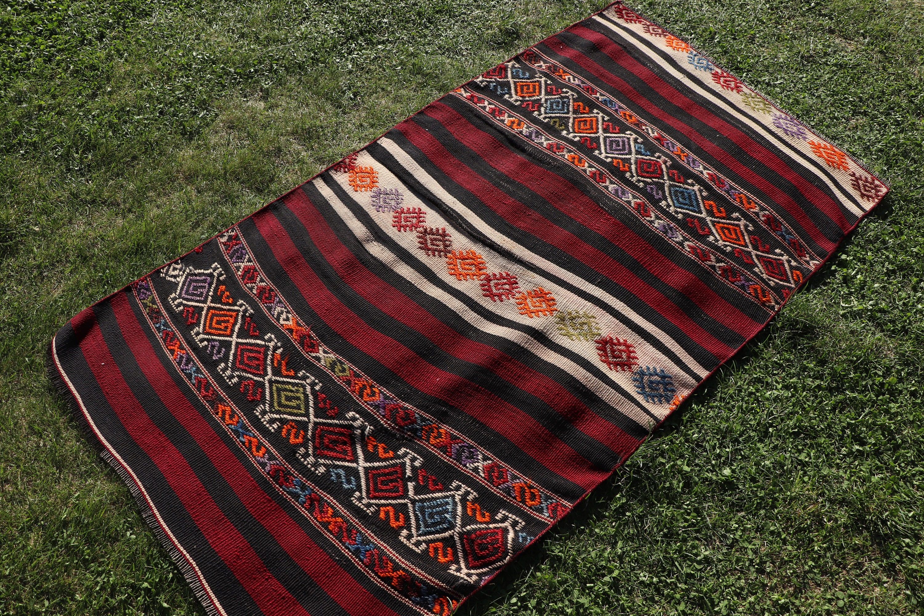 Boho Accent Halı, 2.9x5.4 ft Accent Halılar, Kırmızı Antika Halılar, Kilim, Vintage Halılar, Modern Halılar, Vintage Accent Halı, Türk Halıları, Havalı Halılar