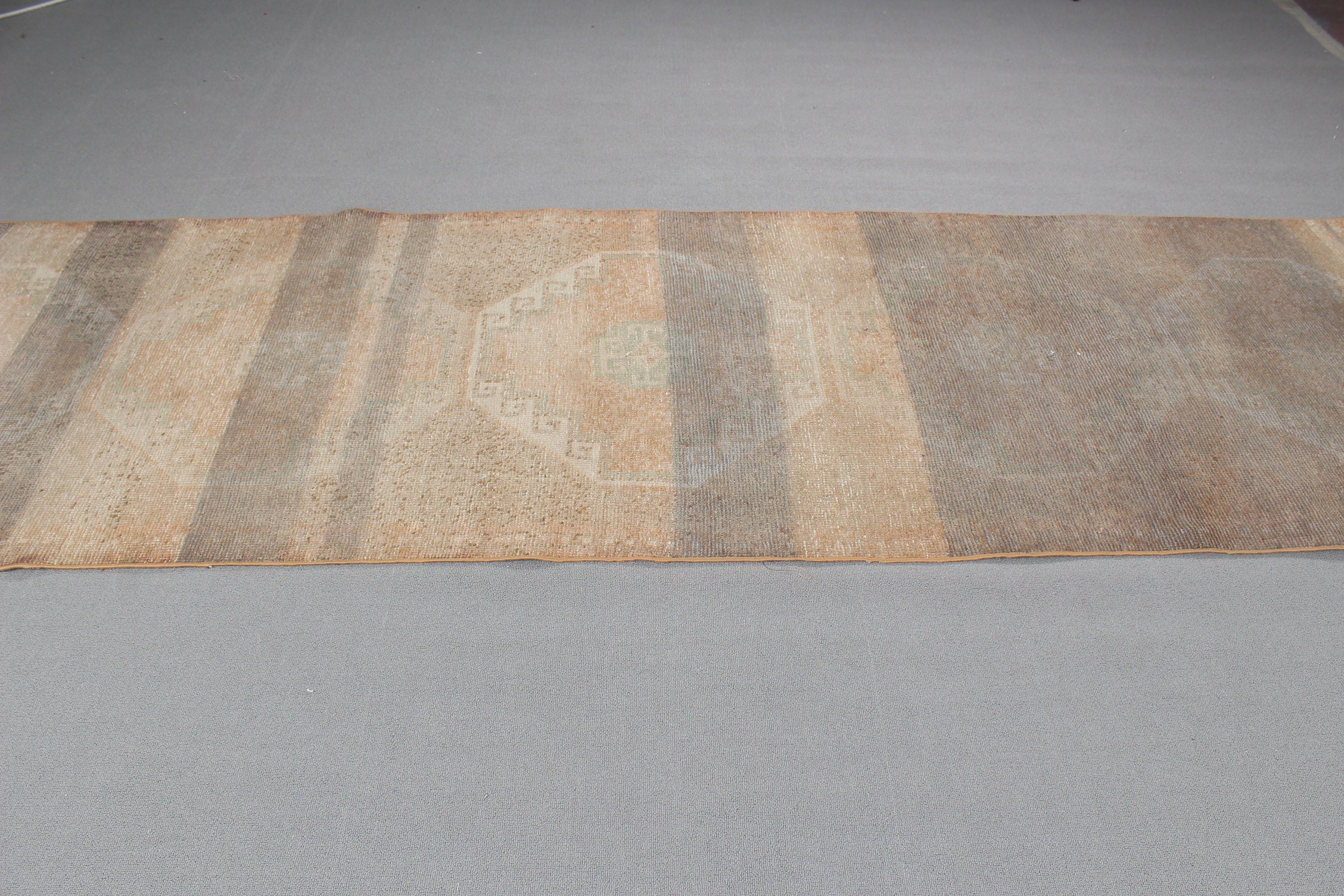 Anatolian Rugs, Brown Modern Rugs, Beni Ourain Runner Rugs, Hallway Rug, Vintage Rugs, Turkish Rug, Cool Rug, 3.3x11.4 ft Runner Rugs