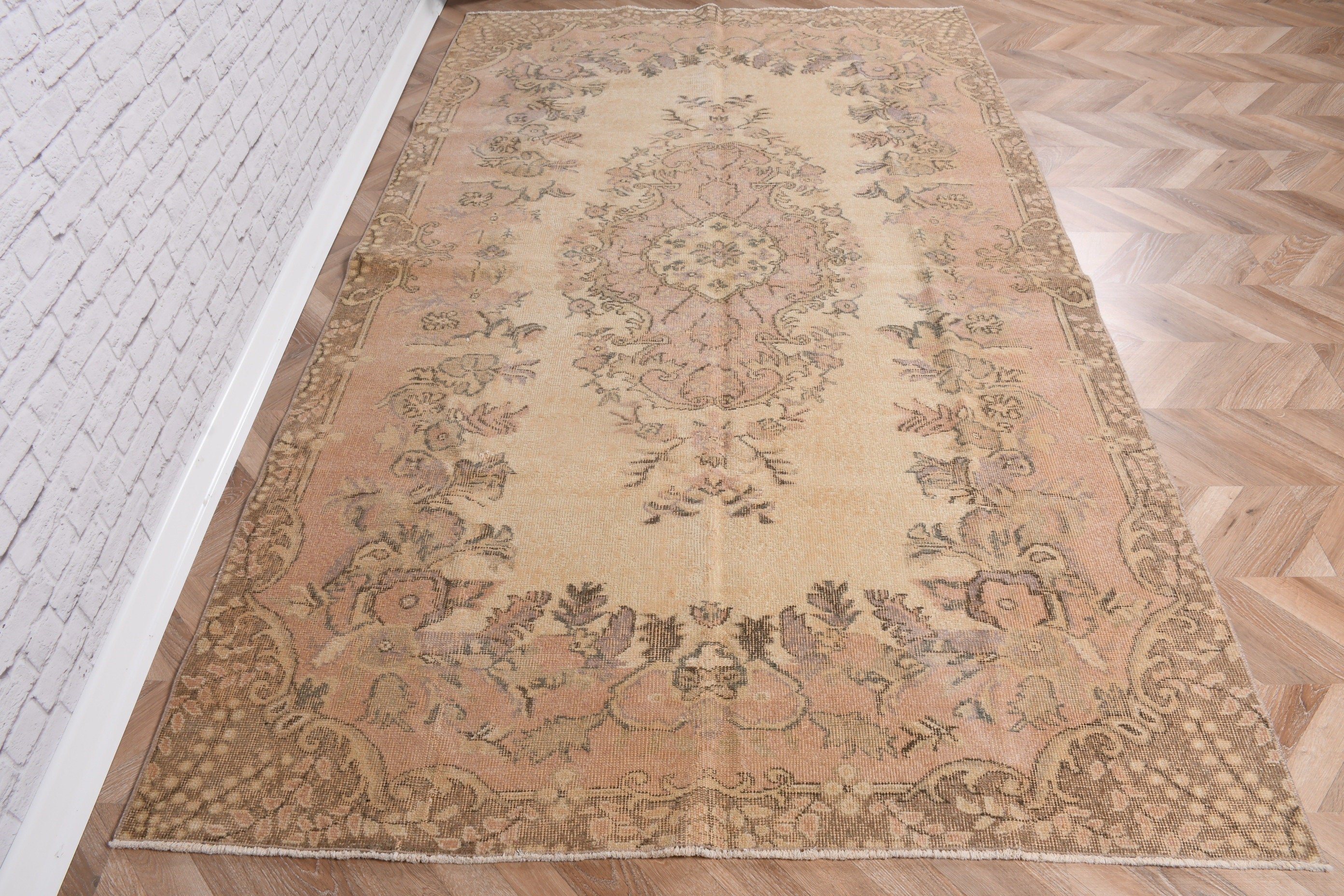 Büyük Oushak Halıları, Vintage Halı, Türk Halıları, Boho Halısı, Aztek Halıları, Lüks Halılar, Bej Yatak Odası Halıları, 5x8,6 ft Büyük Halılar, Oturma Odası Halıları