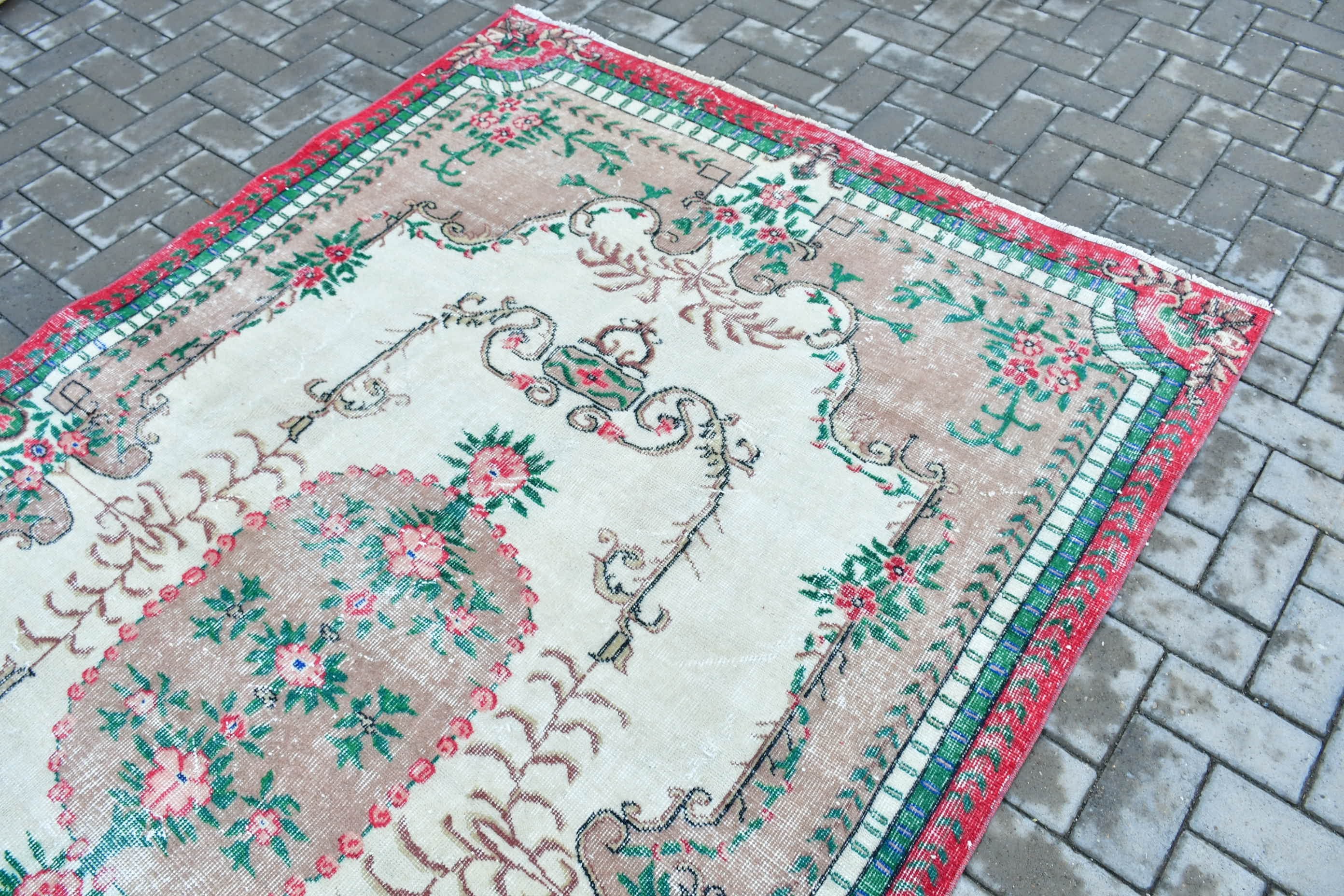 Old Rug, Turkish Rug, Green  5.4x8.9 ft Large Rug, Living Room Rug, Antique Rug, Bedroom Rug, Vintage Rugs