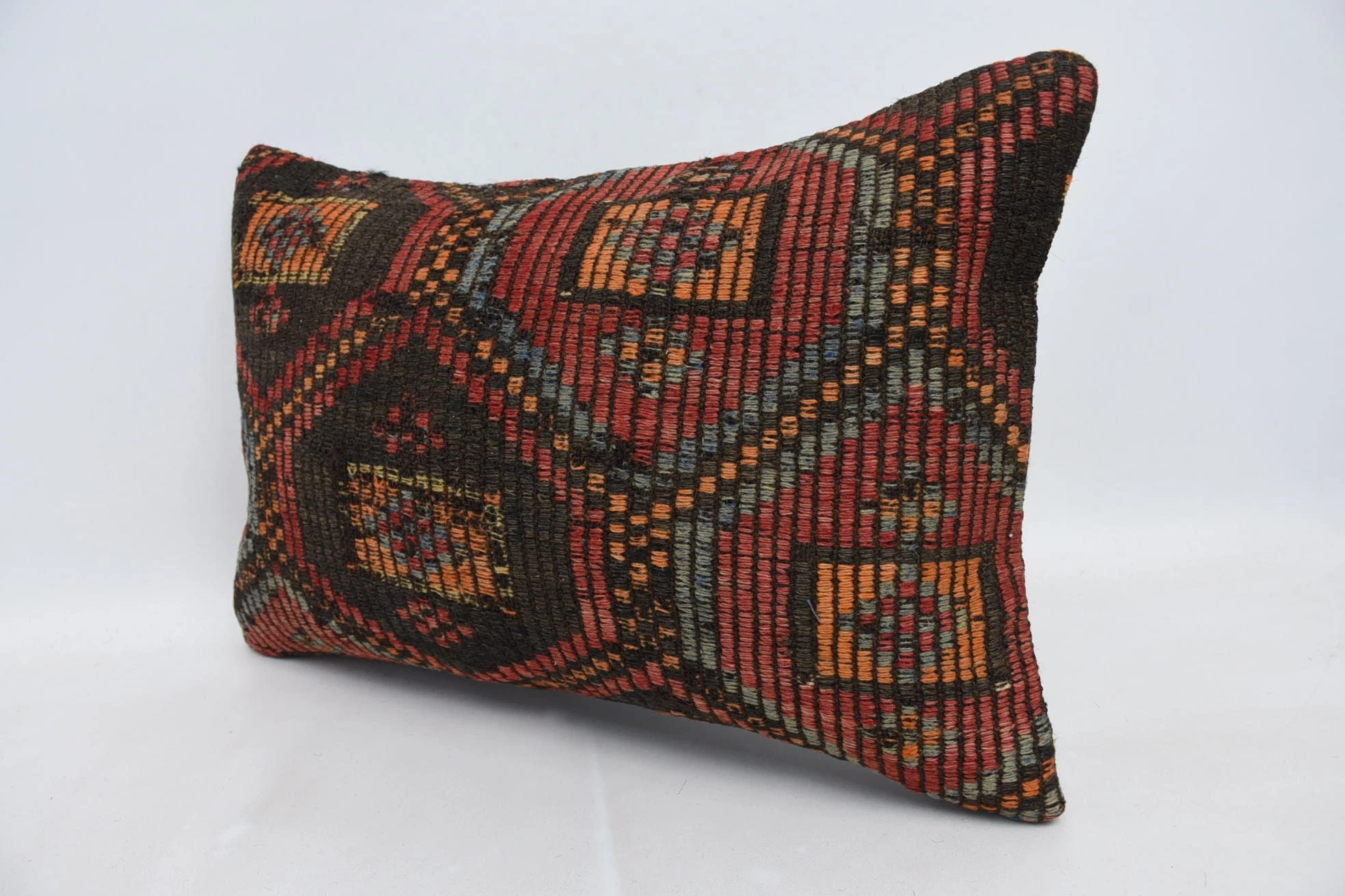 16"x24" Brown Pillow Sham, Vintage Kilim Pillow, Aztec Pillow Sham, Interior Designer Pillow, Kilim Pillow Cover, Knitted Cushion Cover