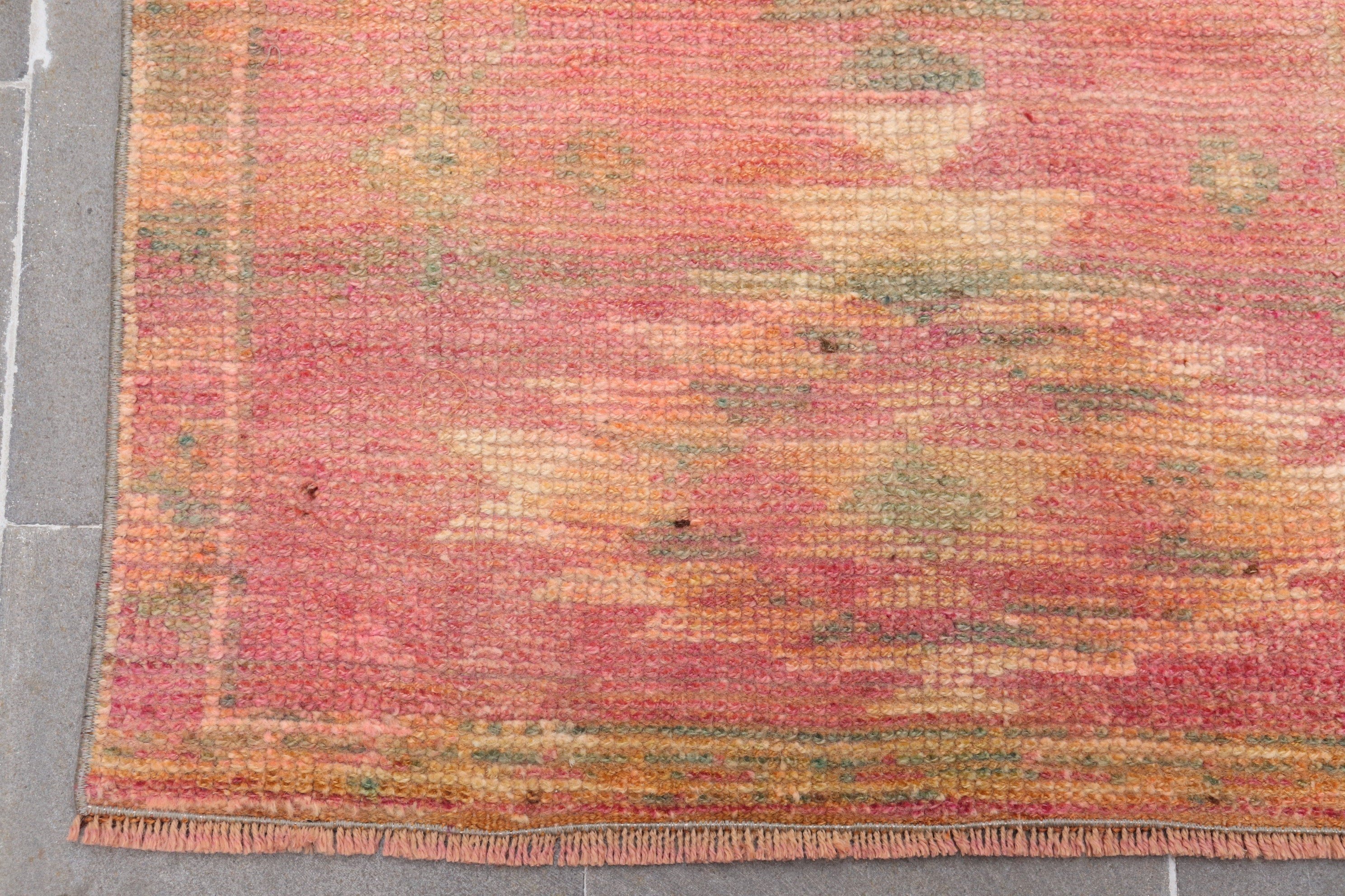 Orange  2.8x10.5 ft Runner Rug, Oriental Rug, Vintage Rug, Corridor Rug, Stair Rug, Abstract Rugs, Turkish Rug, Kitchen Rug