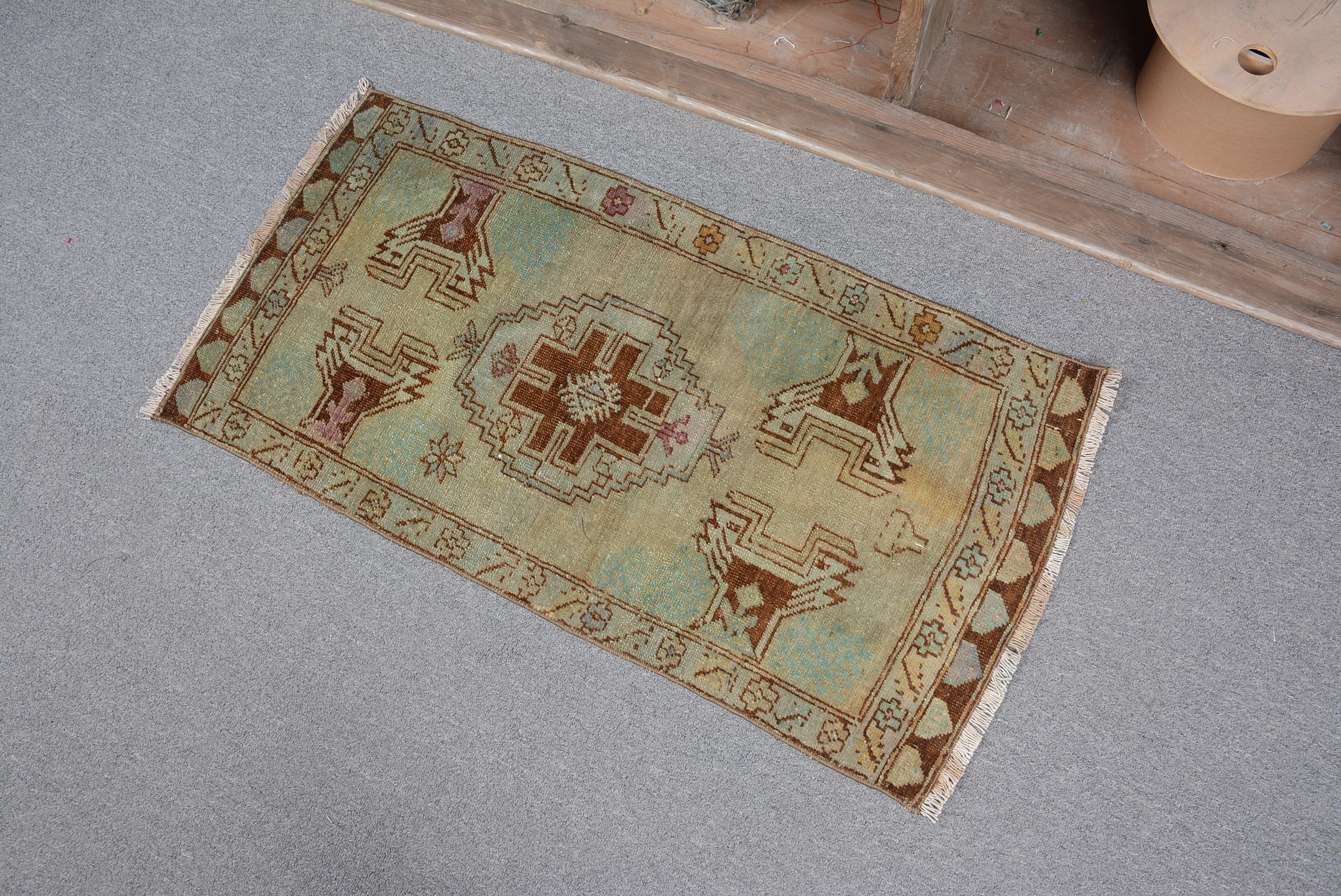 Wall Hanging Rug, 1.6x3.1 ft Small Rugs, Bathroom Rug, Wedding Rug, Turkish Rug, Oushak Rug, Anatolian Rug, Vintage Rugs, Brown Kitchen Rug