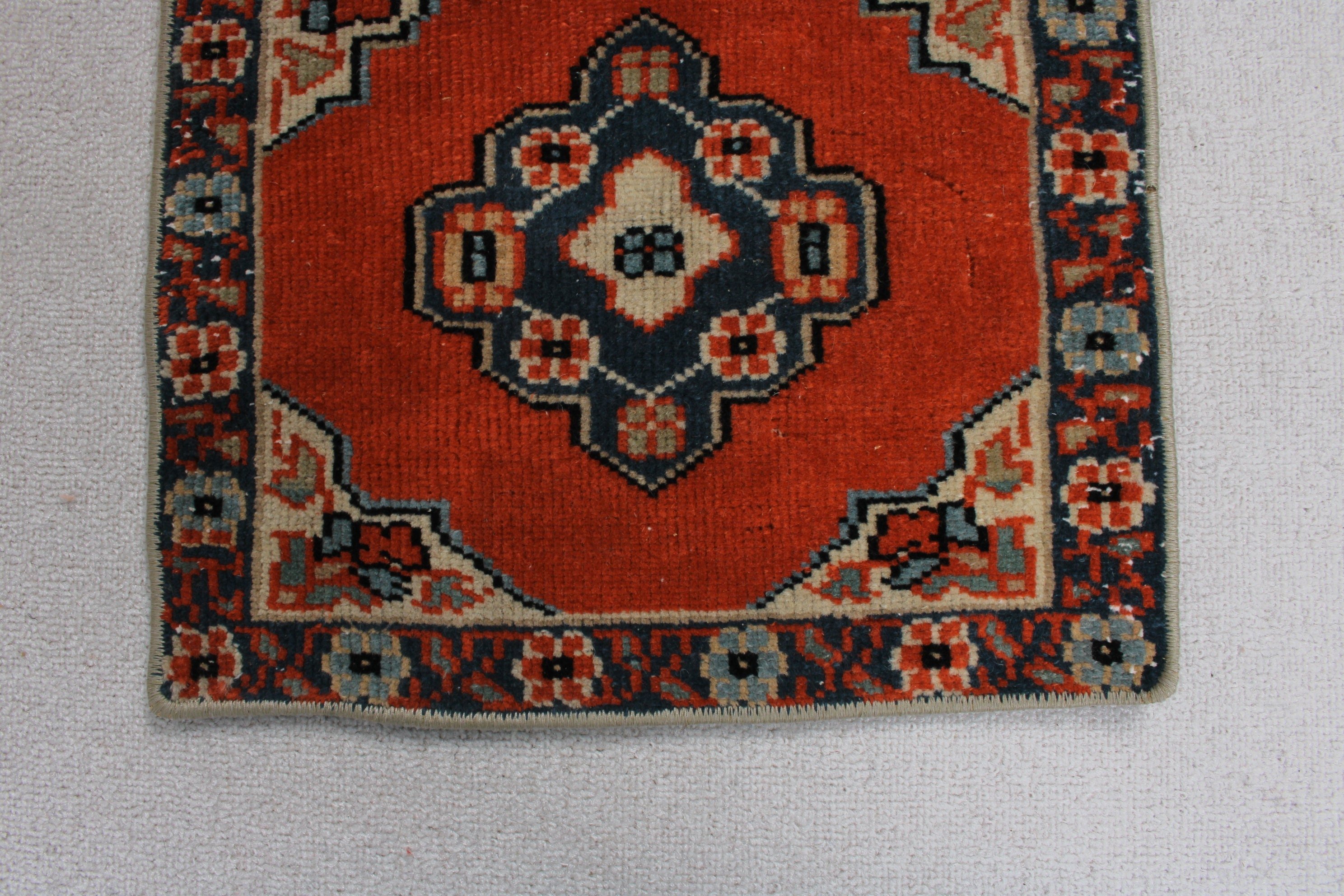 Oriental Rugs, Artistic Rug, Entry Rug, Vintage Rugs, Home Decor Rug, Bathroom Rug, 1.3x1.1 ft Small Rug, Turkish Rug, Red Handwoven Rug