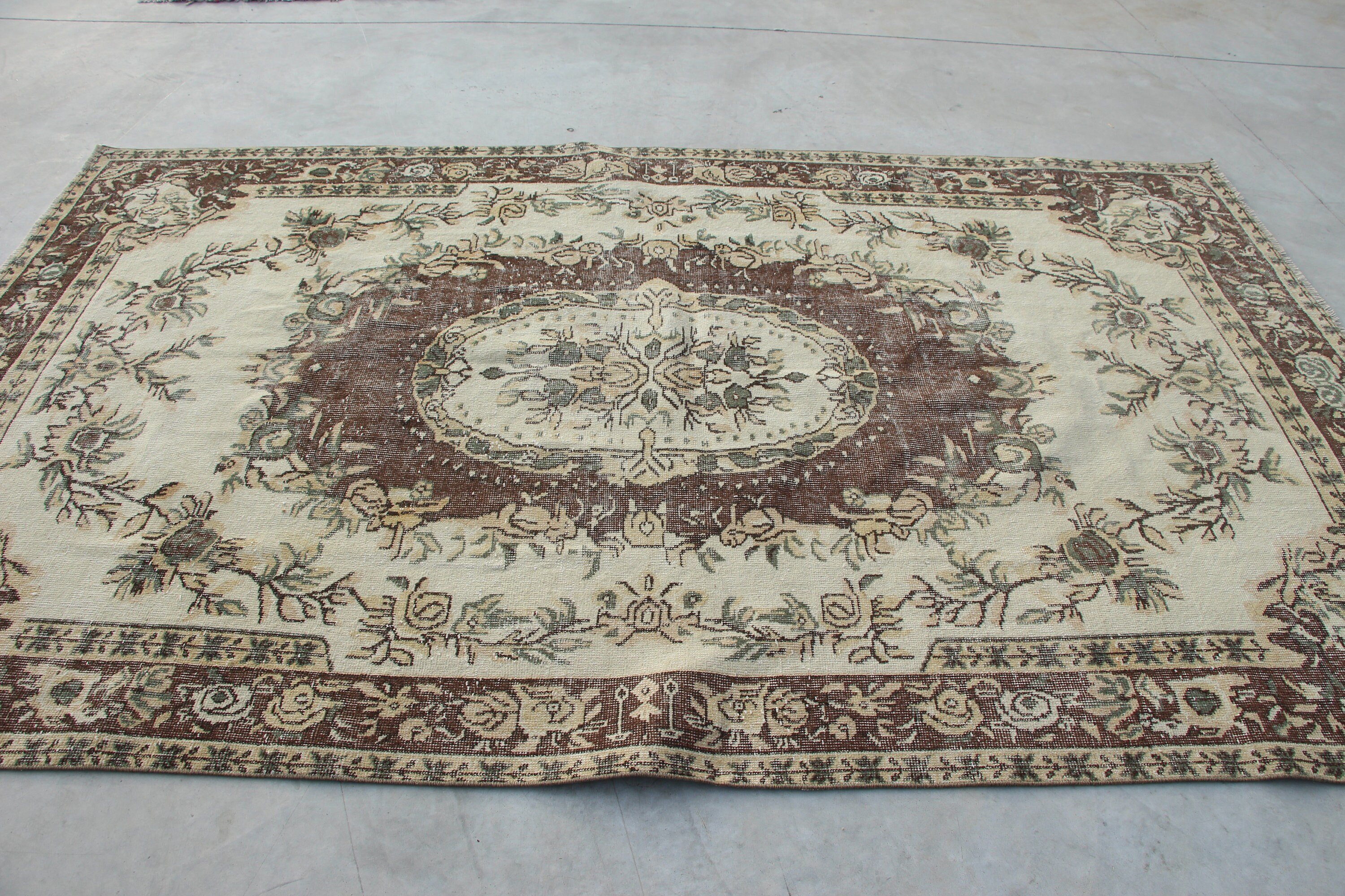 Kabile Halısı, Anadolu Halısı, Oturma Odası Halısı, Yatak Odası Halısı, 6x9.7 ft Büyük Halı, Vintage Halı, Bej Yer Halıları, Fas Halısı, Türk Halısı