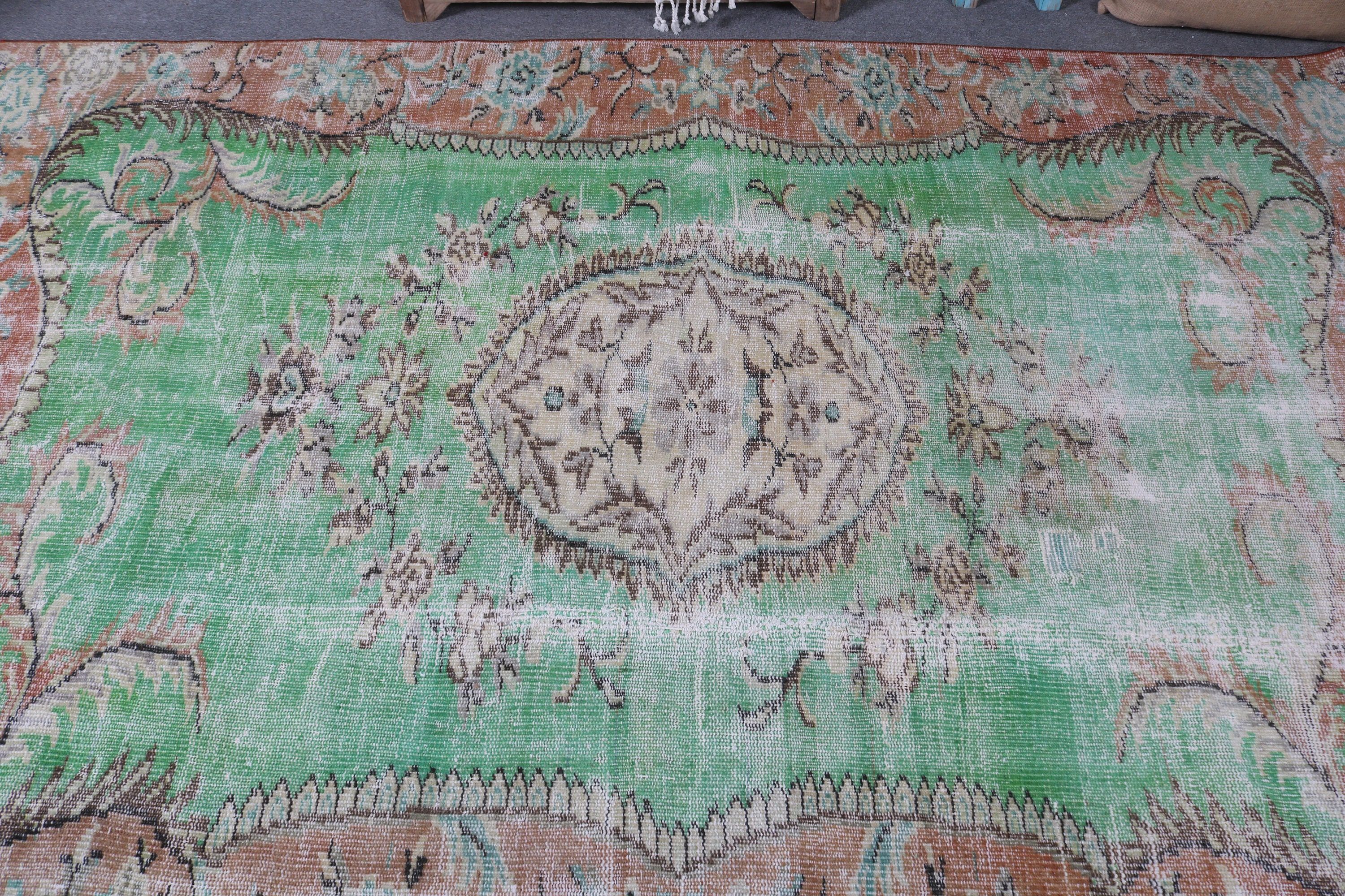 Green Modern Rug, Oriental Rug, Dining Room Rugs, Salon Rugs, Turkish Rug, Vintage Decor Rugs, 5.3x8 ft Large Rug, Vintage Rug, Antique Rug