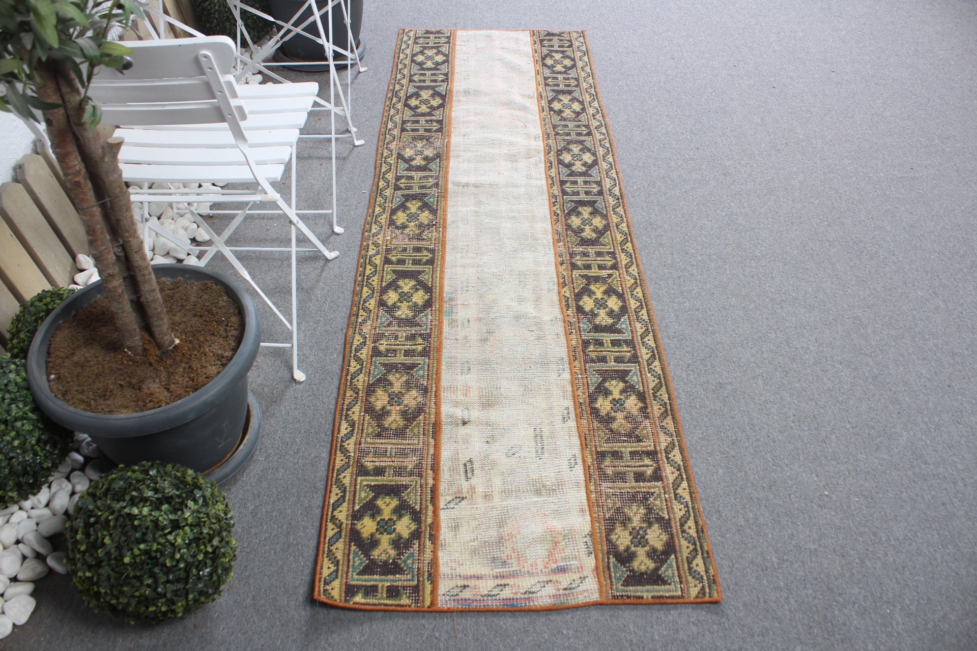 Custom Rug, Kitchen Rug, Turkish Rug, Vintage Rugs, Moroccan Rug, Beige Anatolian Rugs, Hallway Rug, 2.3x7.6 ft Runner Rugs, Floor Rug