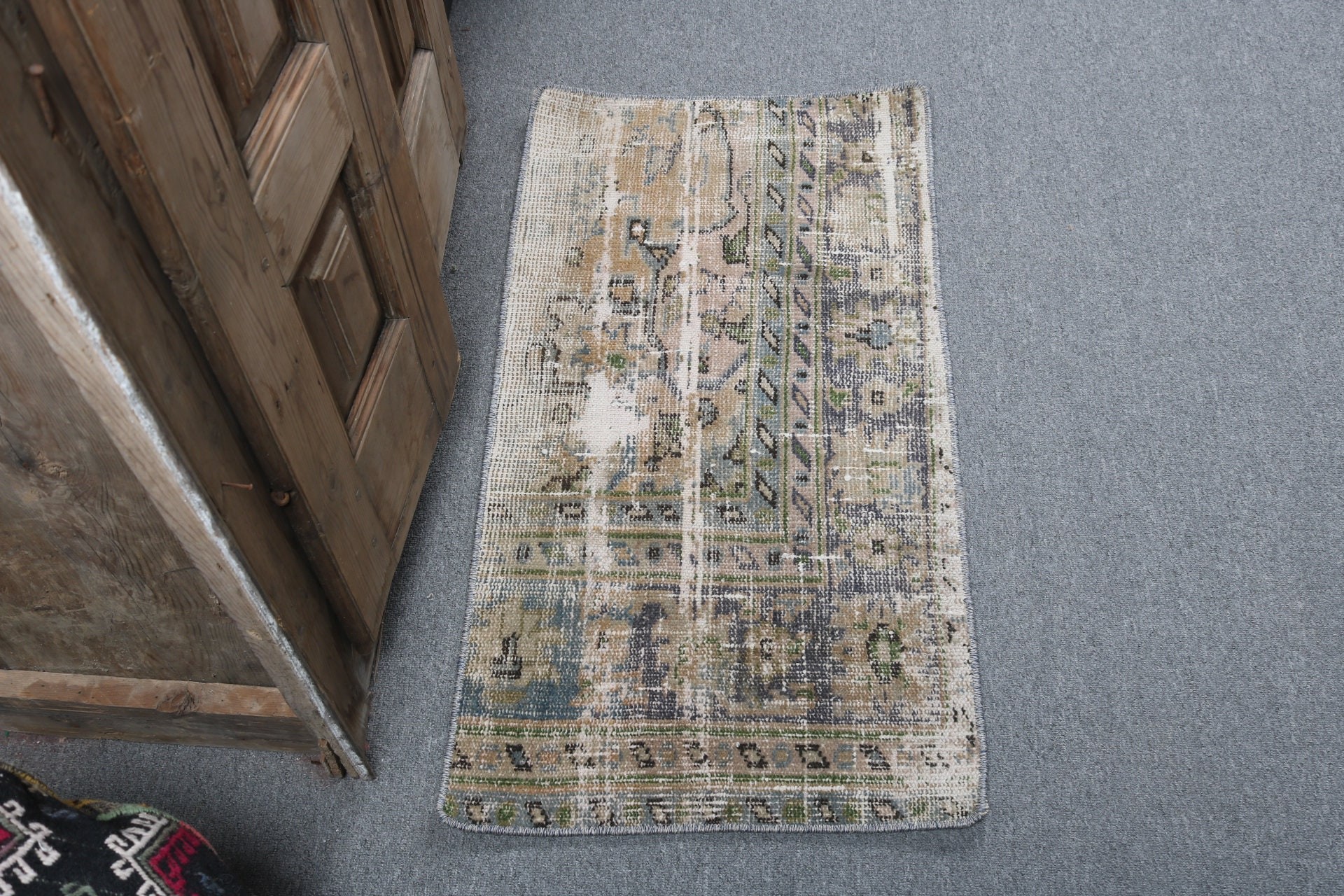 Neutral Rugs, 1.6x3.1 ft Small Rugs, Bedroom Rug, Handmade Rug, Brown Statement Rug, Bathroom Rugs, Vintage Rug, Turkish Rug, Handwoven Rug