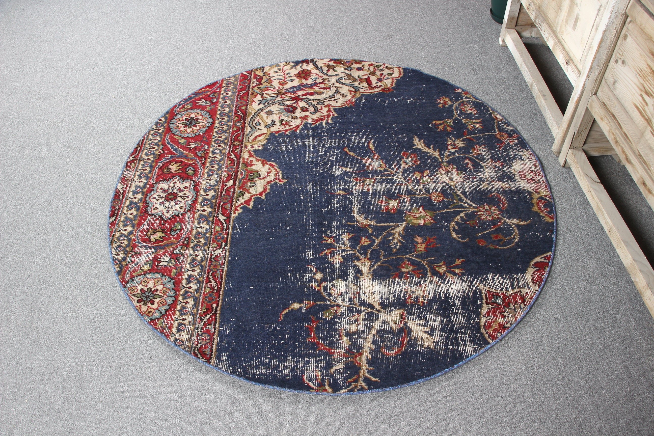 Cool Rug, Vintage Rugs, Turkish Rug, Office Rug, Nursery Rug, Statement Rugs, 4.9x4.7 ft Accent Rugs, Blue Home Decor Rug, Decorative Rugs