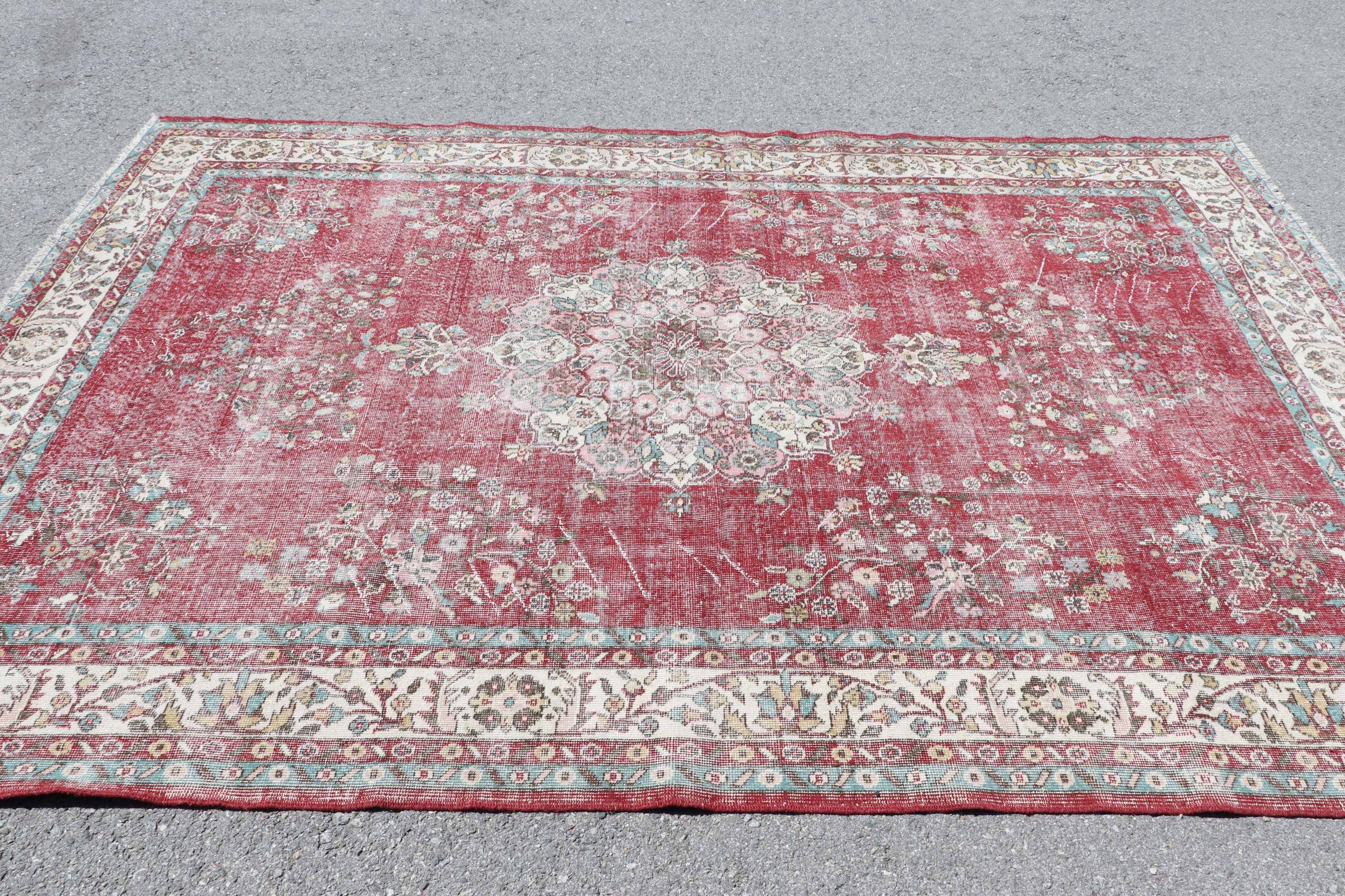 Bedroom Rug, Wool Rugs, Turkish Rug, Living Room Rug, Flatweave Rug, 7.2x10.5 ft Oversize Rug, Red Oushak Rug, Dining Room Rug, Vintage Rug