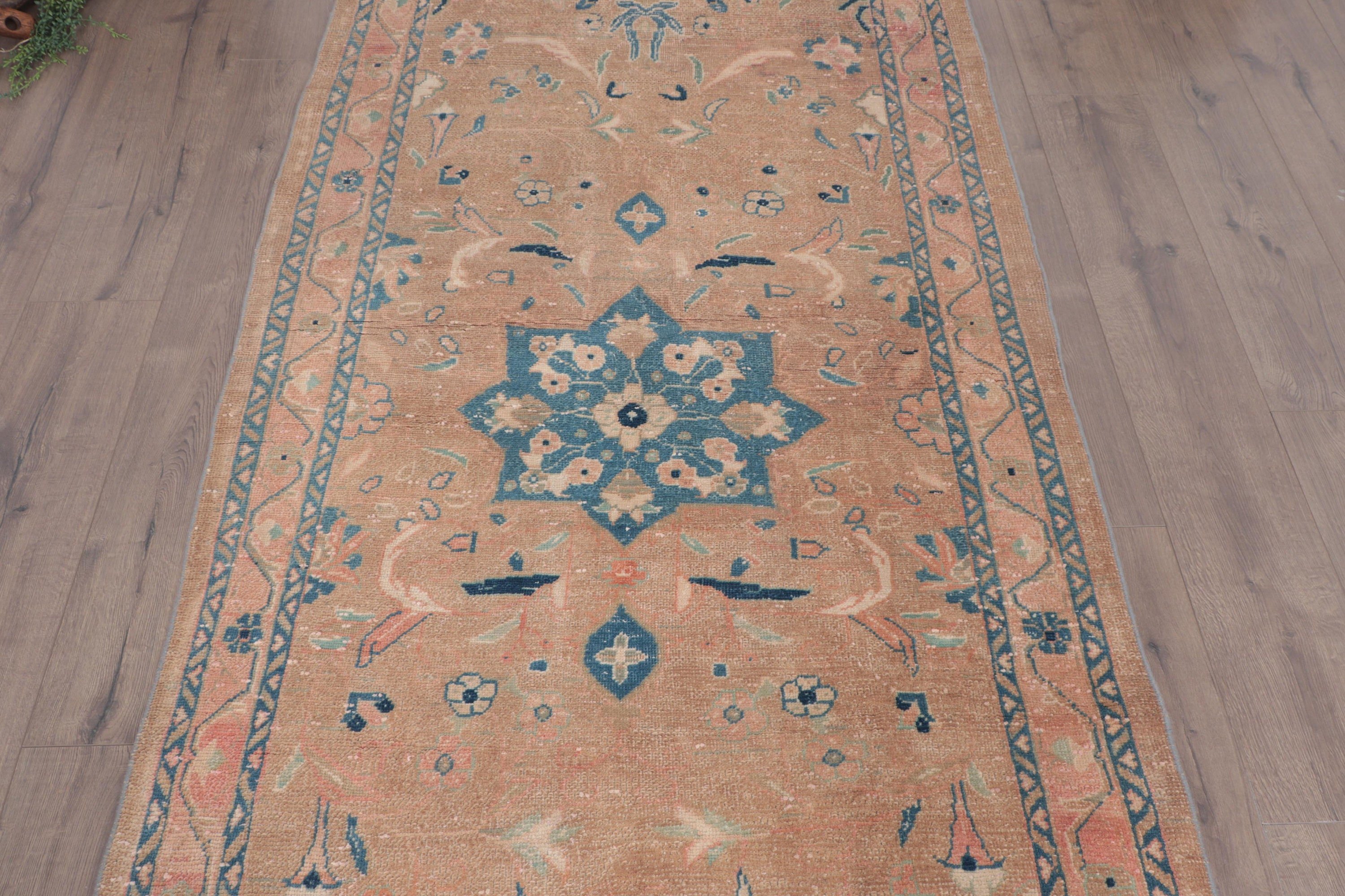 3.8x10 ft Runner Halı, Kahverengi Fas Halısı, Boho Halı, Vintage Halı, Uzun Yolluk Halıları, Havalı Halılar, Beni Ourain Runner Halısı, Türk Halıları