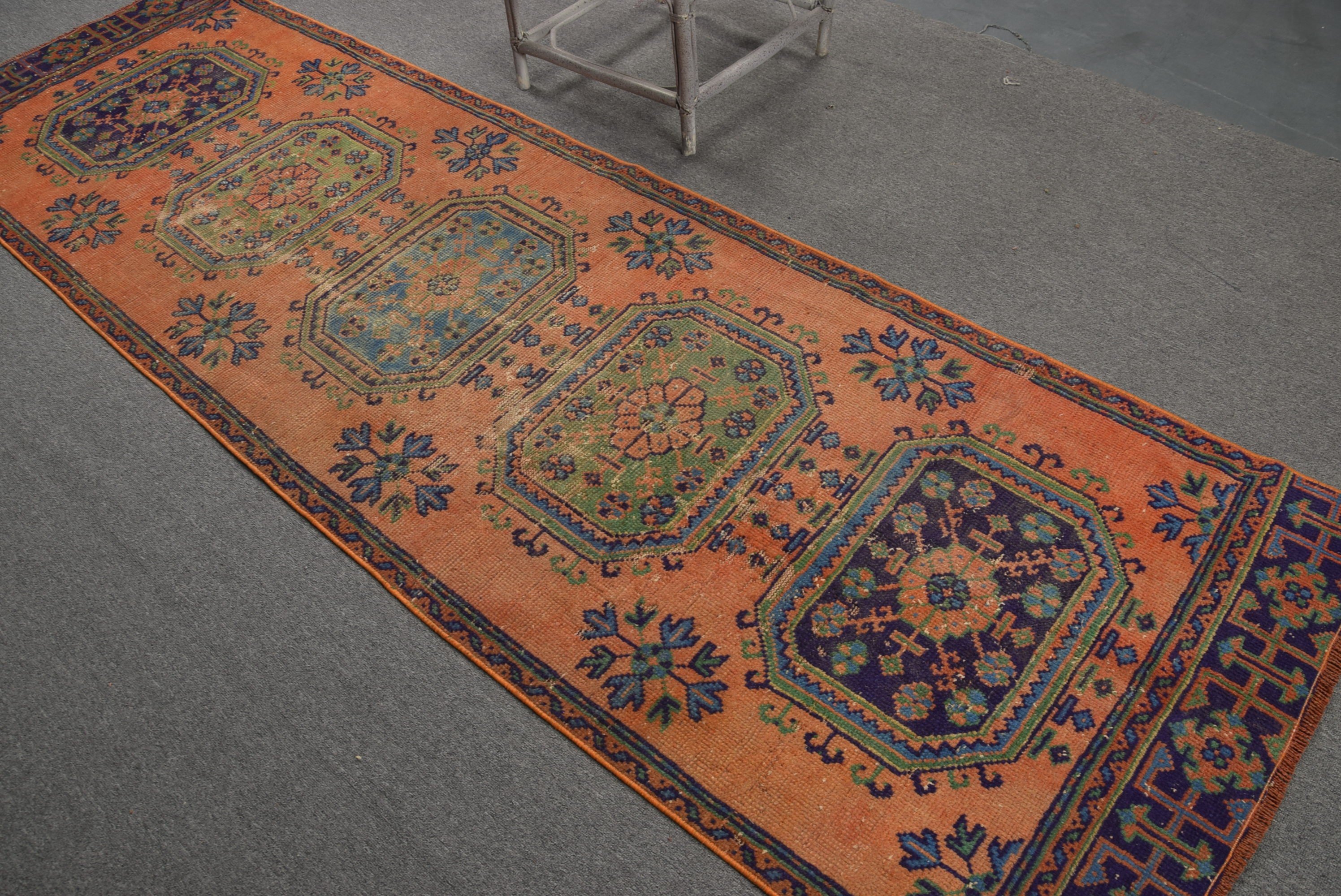 Vintage Halı, Turuncu Oushak Halı, Etnik Halı, Yer Halısı, Mutfak Halıları, Koridor Halısı, Fas Halısı, 3.1x10.1 ft Runner Halısı, Türk Halıları