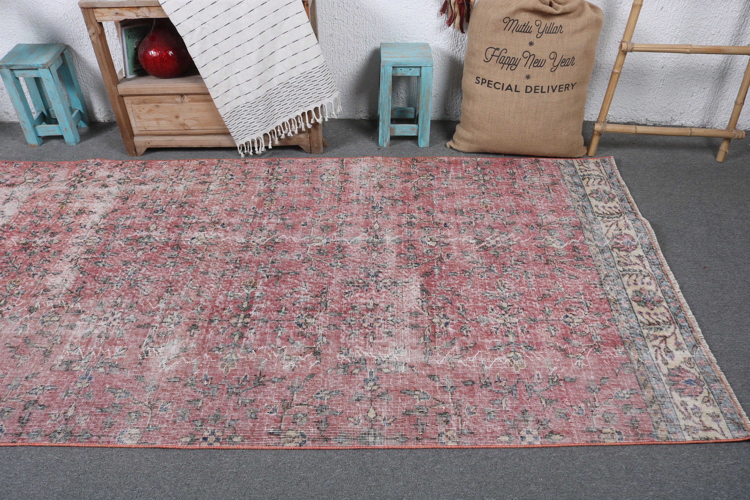 Dining Room Rugs, Home Decor Rugs, Turkish Rugs, Red Moroccan Rugs, Living Room Rugs, Vintage Rug, 4.3x9.9 ft Large Rugs, Luxury Rug