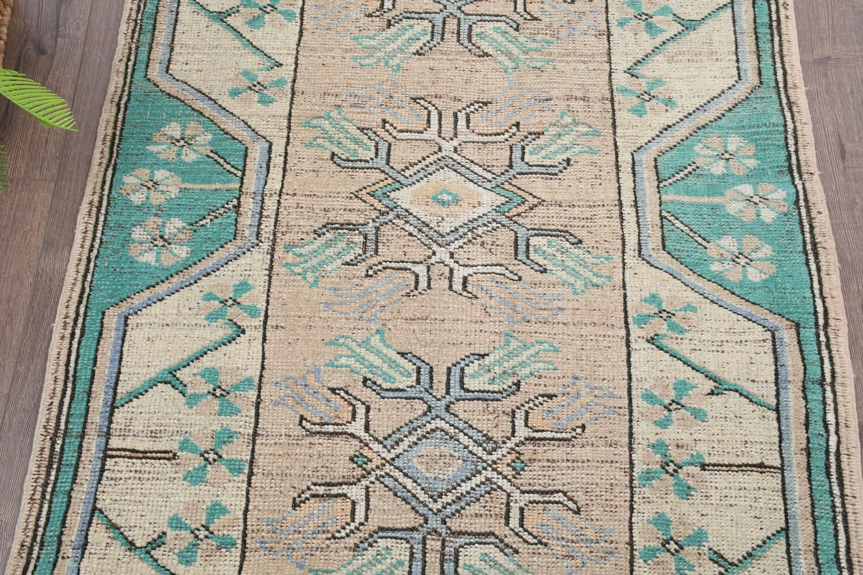 Sanat Halısı, Koridor Halısı, Yer Halısı, Merdiven Halıları, Soluk Halı, Türk Halıları, Vintage Halı, Yeşil Oryantal Halı, 2.7x8.6 ft Runner Halısı, Yün Halıları