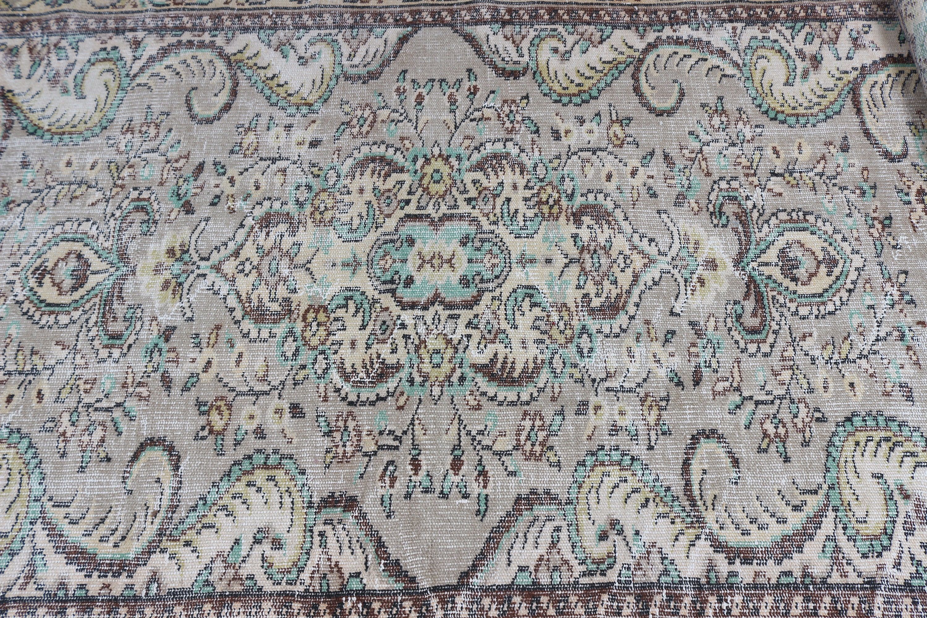 Yemek Odası Halıları, Vintage Halı, Antika Halılar, Yer Halısı, Türk Halısı, Oryantal Halı, Kahverengi Soğuk Halı, 4,9x8,3 ft Büyük Halı, Yatak Odası Halısı