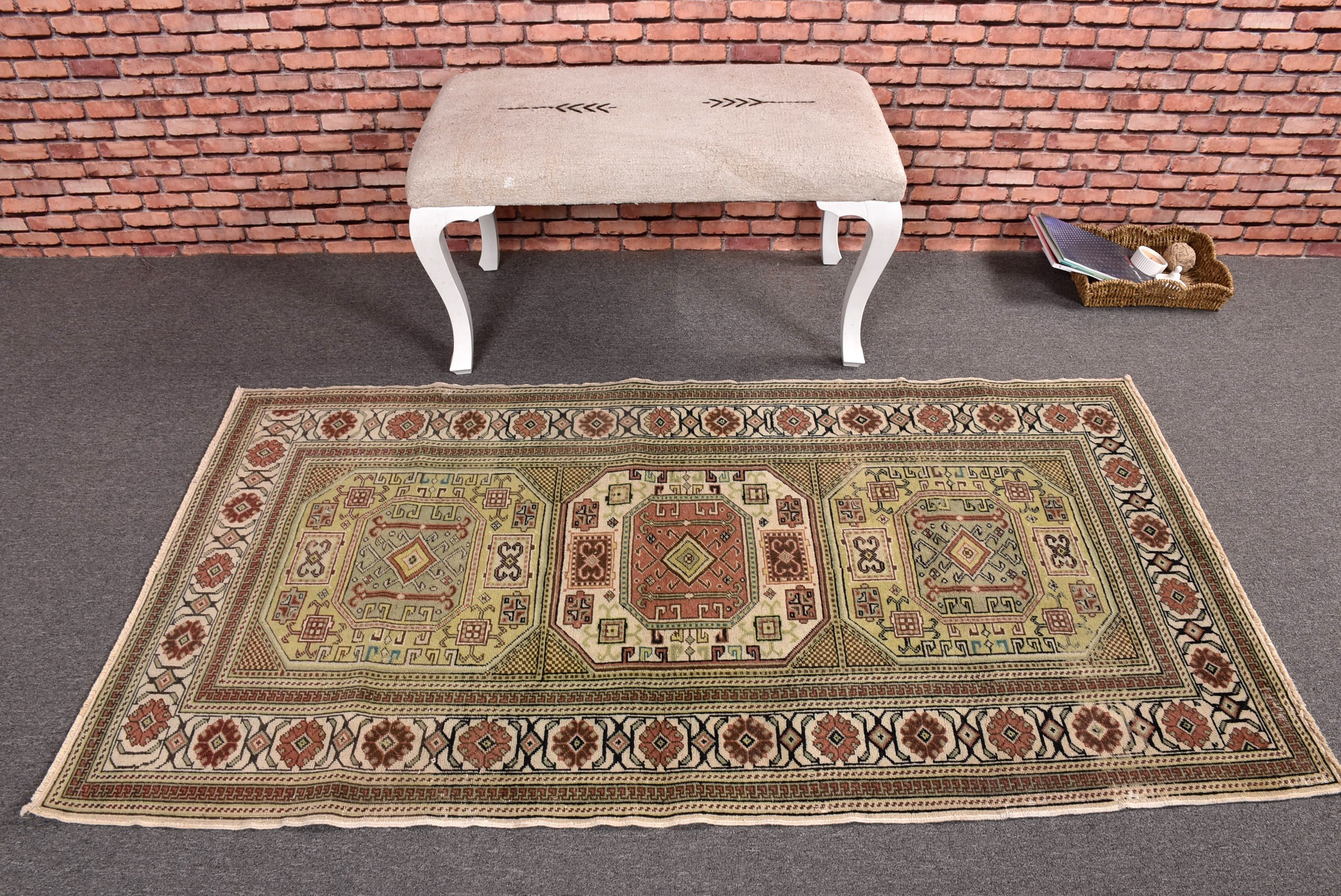 Boho Halı, Aztek Halıları, Mutfak Halısı, Yeşil Zemin Halısı, Çocuk Halısı, Giriş Halıları, Havalı Halı, Türk Halısı, Vintage Halılar, 3,2x6 ft Vurgu Halısı