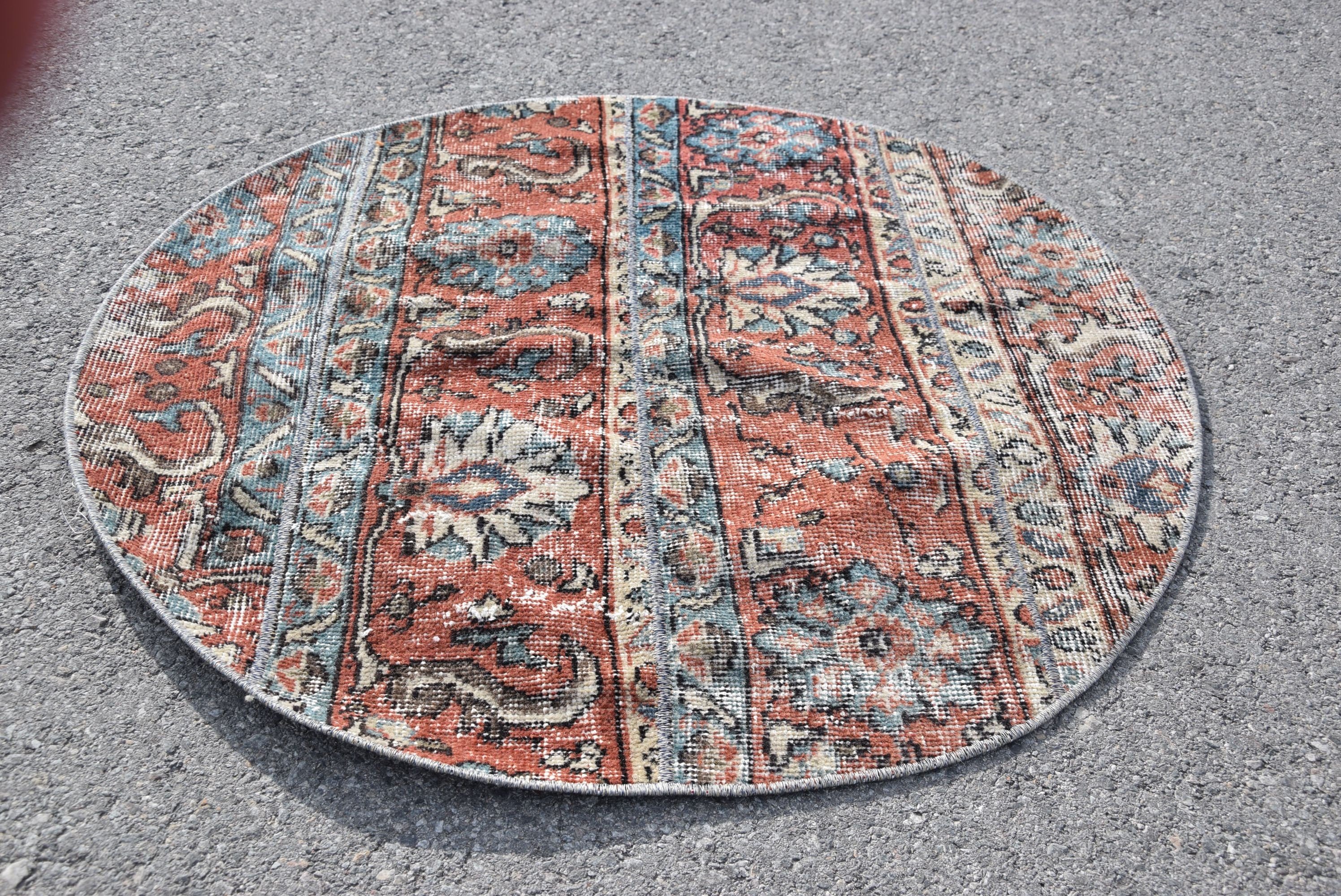 Antique Rugs, Door Mat Rugs, Nursery Rug, Turkish Rug, Rugs for Door Mat, 2.9x2.9 ft Small Rug, Red Antique Rugs, Cool Rug, Vintage Rugs