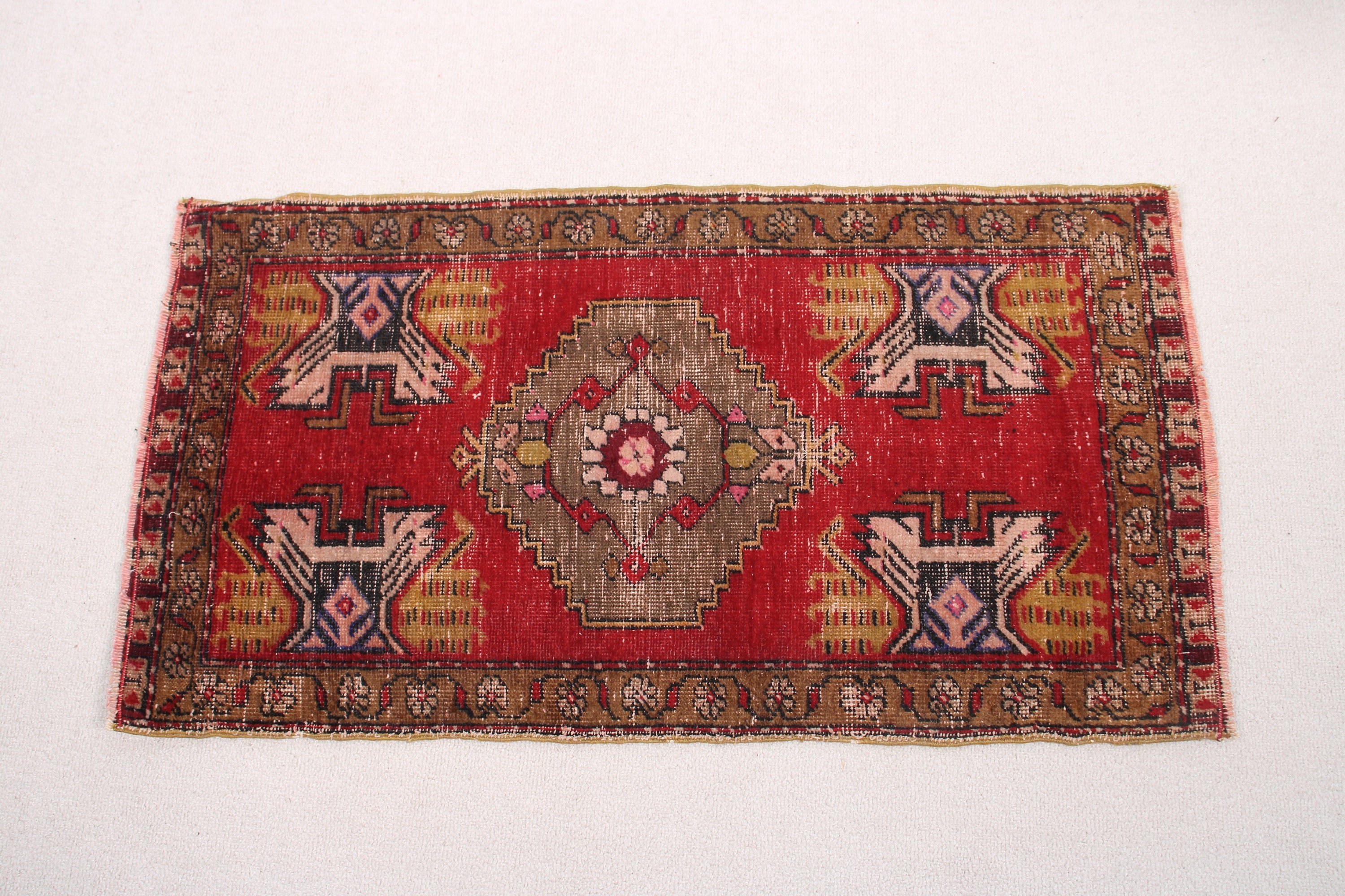 Rugs for Bath, Red Statement Rug, Entry Rug, Turkish Rug, Oushak Rugs, Bedroom Rugs, Vintage Rug, Luxury Rugs, 1.6x2.9 ft Small Rug