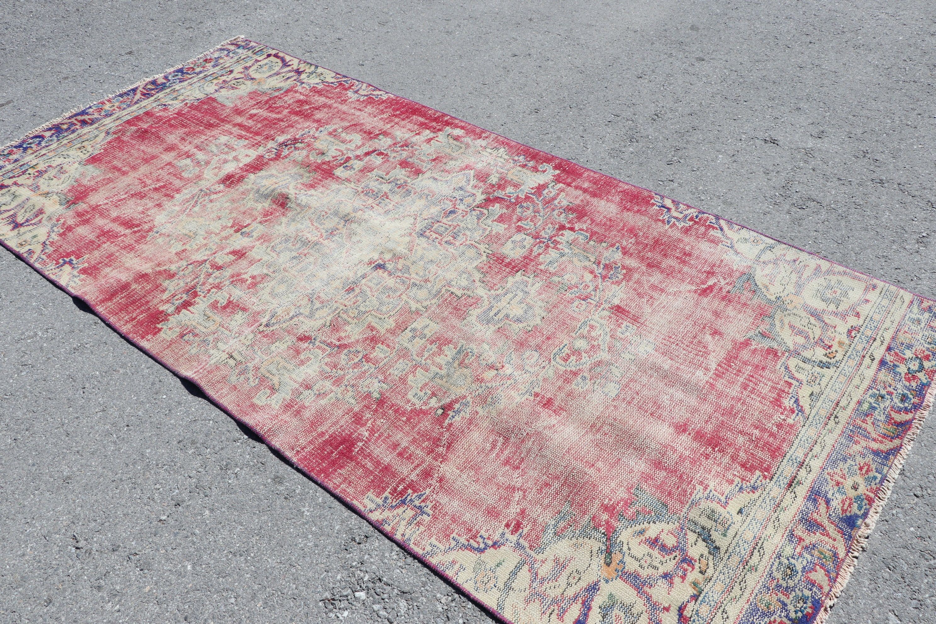 Vintage Rug, Nursery Rug, Anatolian Rug, Turkish Rug, Floor Rugs, Vintage Decor Rug, Red  4.2x8.8 ft Area Rug