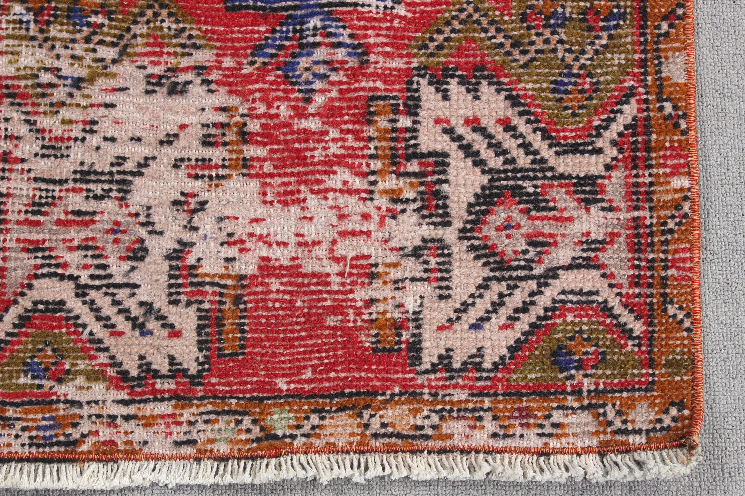 Bathroom Rugs, Vintage Rugs, 1.5x3.1 ft Small Rug, Red Cool Rugs, Rugs for Bath, Modern Bath Mat Rugs, Kitchen Rug, Turkish Rug, Floor Rugs