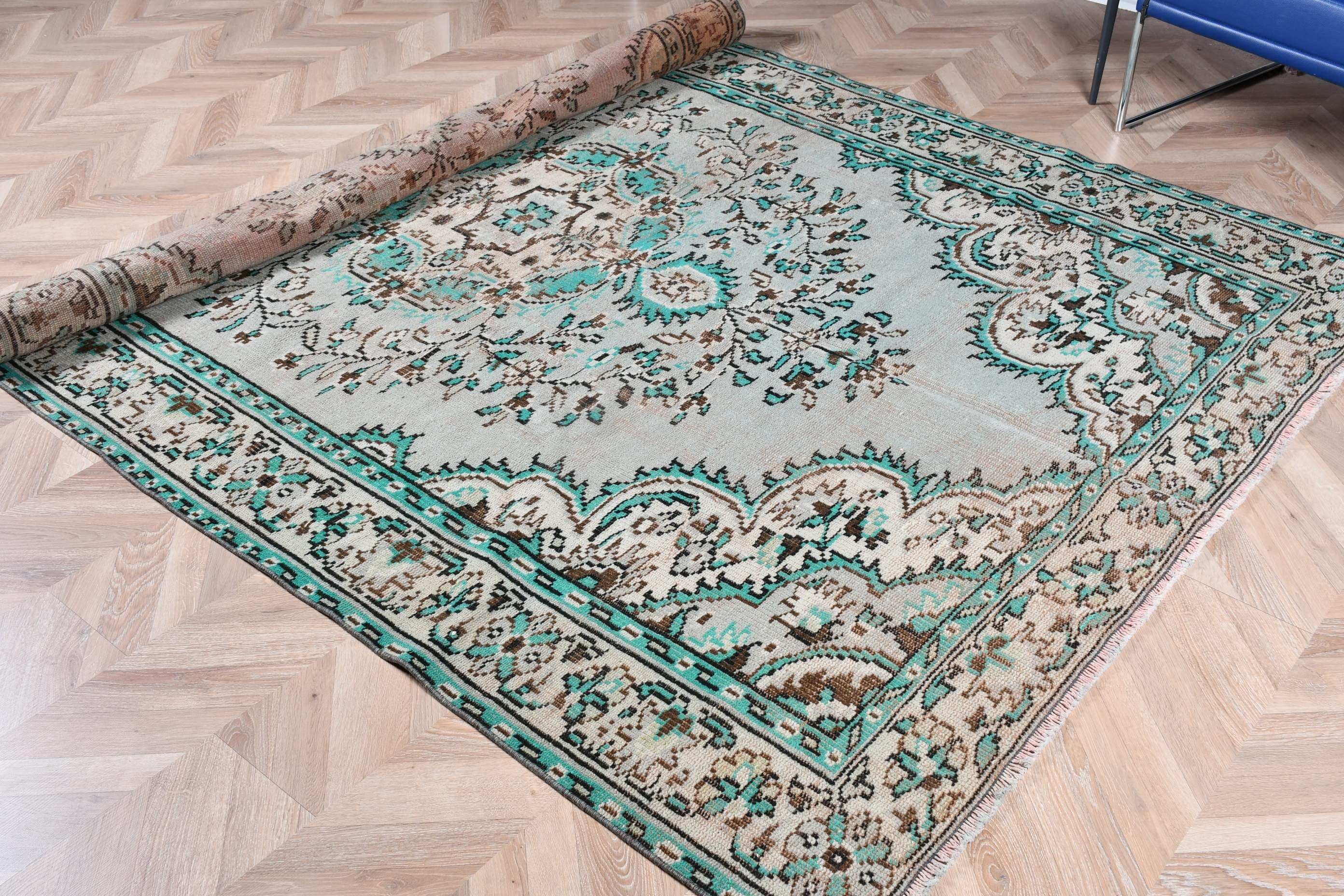 Green Floor Rug, Salon Rugs, 6.2x9 ft Large Rugs, Turkish Rugs, Dining Room Rugs, Nomadic Rug, Antique Rugs, Vintage Rugs