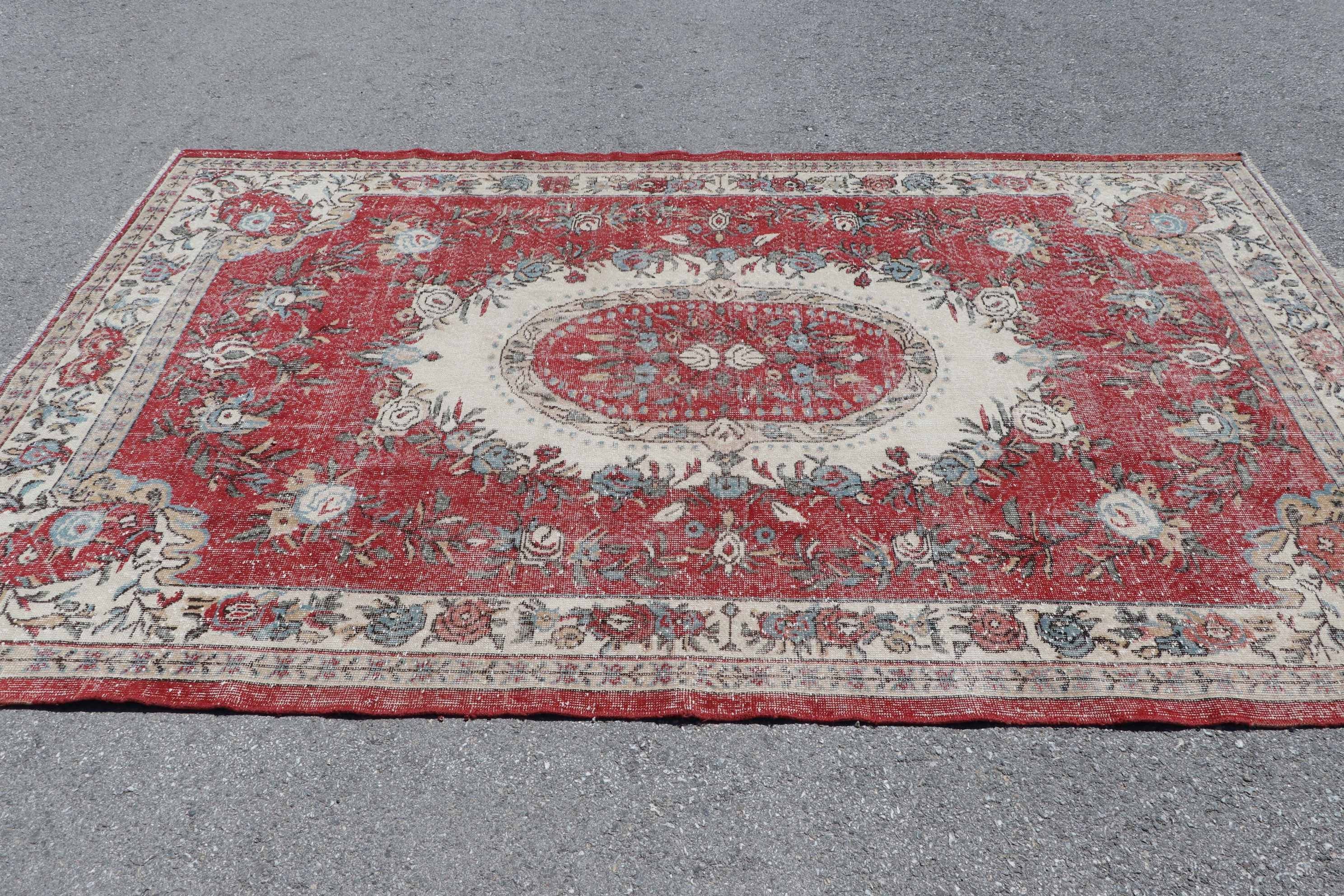 Turkish Rug, Bright Rug, Dining Room Rug, Salon Rug, Beige Oushak Rug, Vintage Rugs, Oriental Rug, Cool Rug, 6.3x10.2 ft Large Rugs