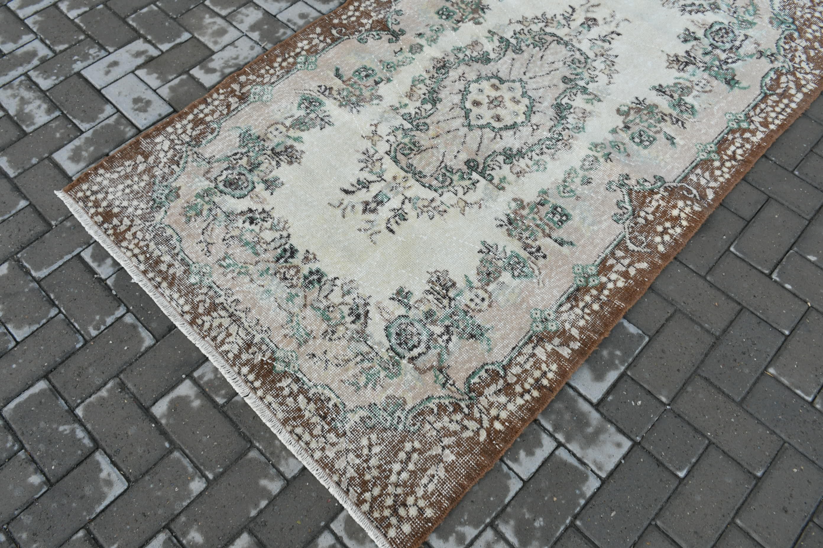 Bedroom Rugs, 3.7x6.5 ft Area Rug, Art Rug, Wool Rug, Turkish Rugs, Oushak Rug, Rugs for Bedroom, Vintage Rug, Beige Antique Rug, Floor Rug