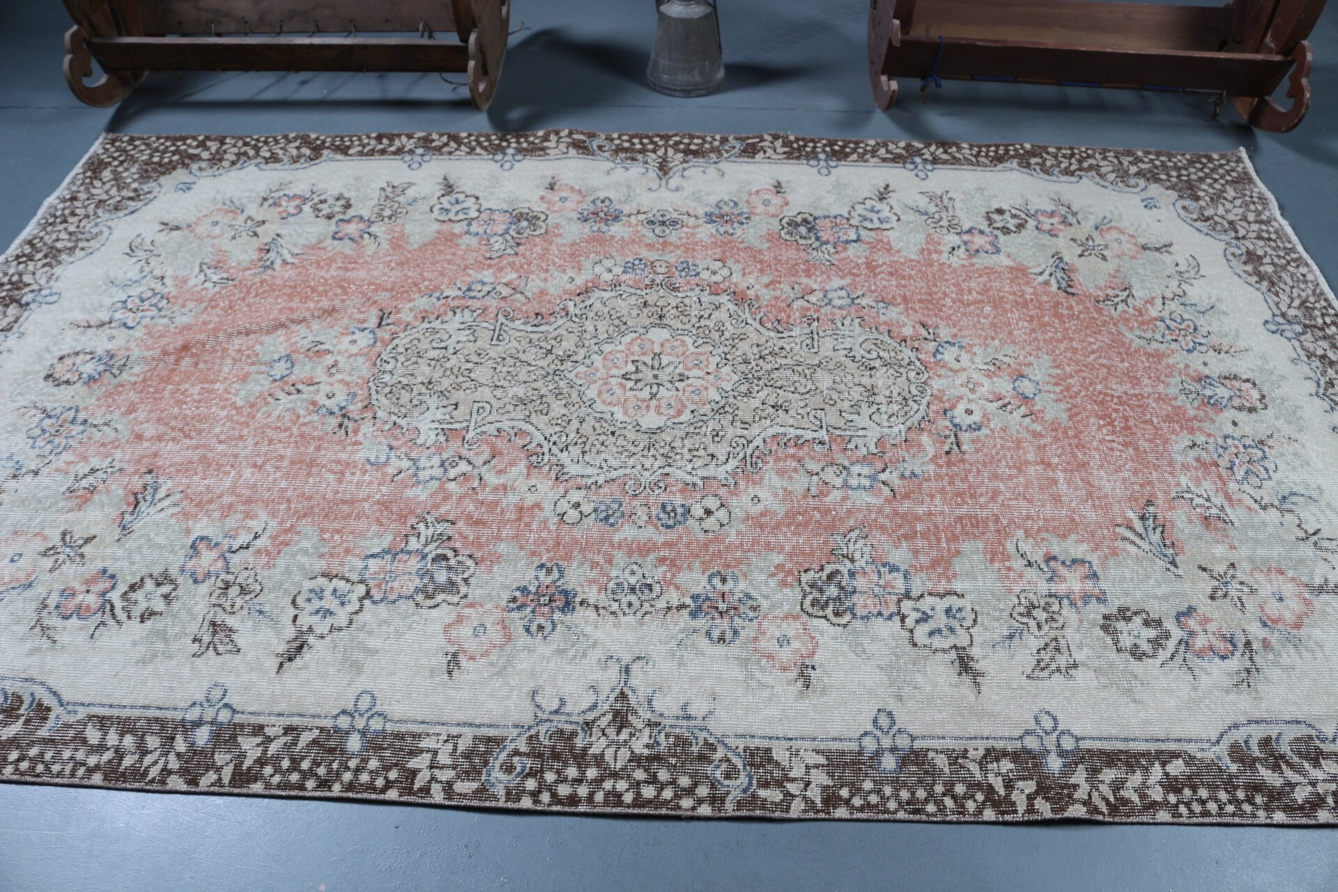 Vintage Rug, Beige Oushak Rugs, Vintage Decor Rug, Turkish Rug, Bedroom Rug, Dining Room Rug, Antique Rug, Moroccan Rug, 5.5x9 ft Large Rug