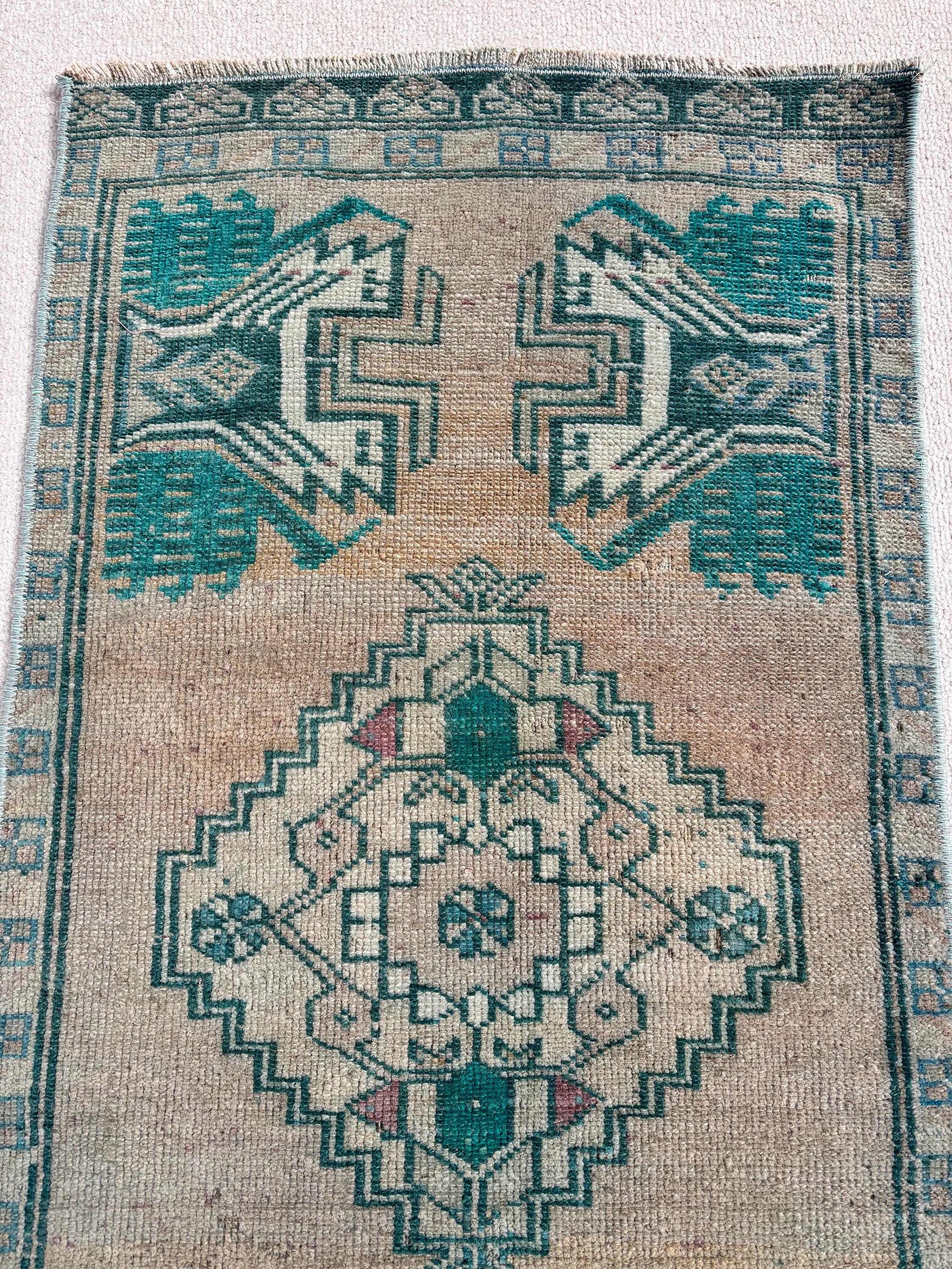 Vintage Rugs, Turkish Rugs, Rugs for Car Mat, Green Floor Rugs, 1.6x3.1 ft Small Rugs, Bath Rugs, Nursery Rug, Antique Rug