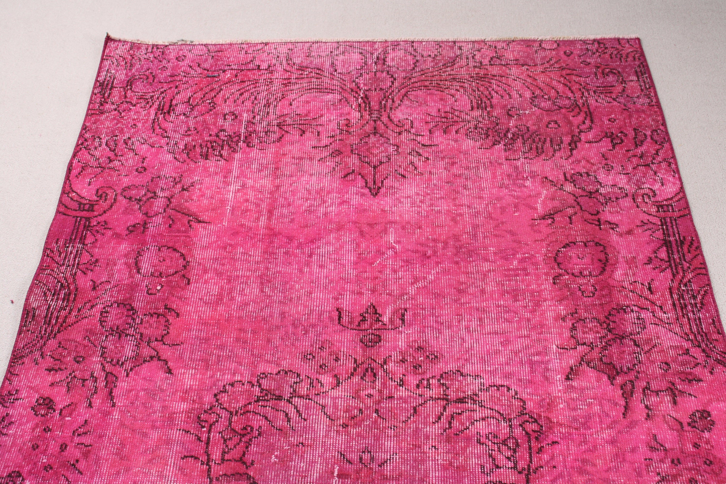 Handwoven Rug, Turkish Rugs, Kitchen Rugs, Luxury Rug, Pink  4.4x8.1 ft Area Rugs, Tribal Rug, Dining Room Rug, Vintage Rugs