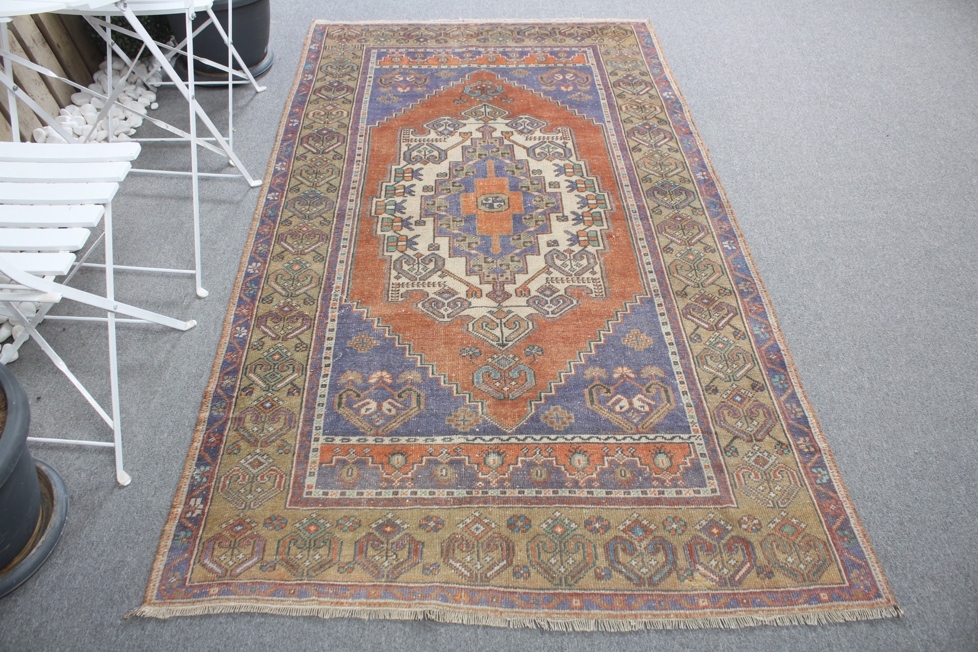 Kabile Halıları, Yatak Odası Halısı, Türk Halısı, 4,2x7,3 ft Alan Halısı, Oturma Odası Halıları, Yer Halısı, Oryantal Halılar, Vintage Halılar, Turuncu Oryantal Halı