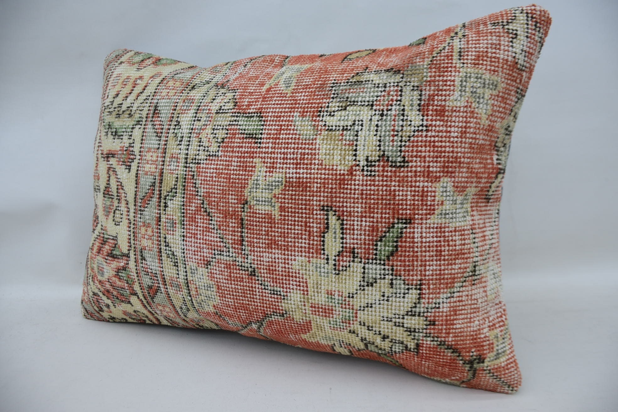 Pillow for Couch, Traditional Pillow Case, 16"x24" Red Cushion Cover, Boho Pillow, Bed Pillow Case, Vintage Kilim Pillow