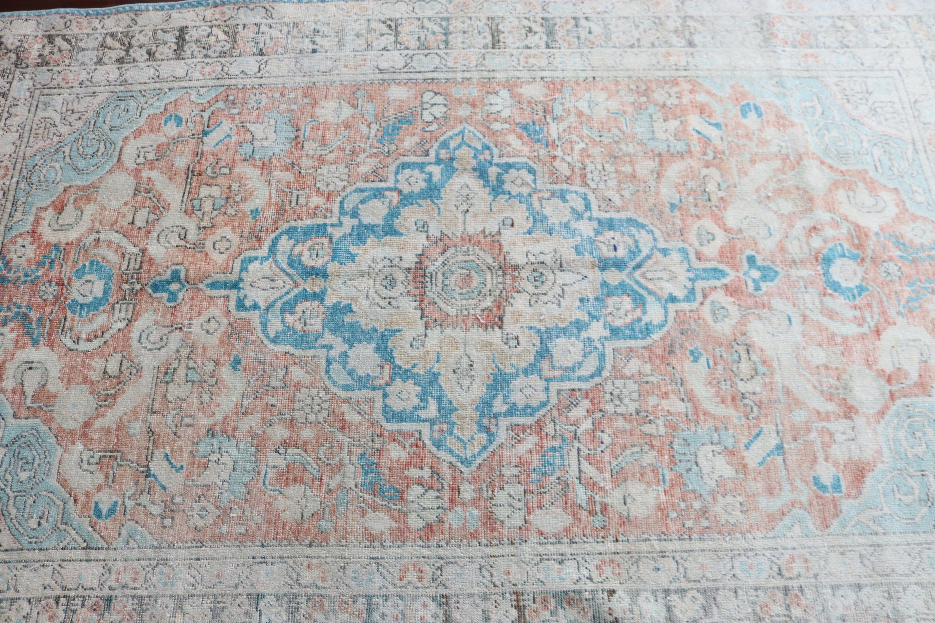 4.3x6.8 ft Alan Halıları, Vintage Halılar, Çocuk Halıları, Boho Halıları, Türk Halıları, Bej Antika Halı, Yemek Odası Halısı, El Dokuma Halısı, Dış Mekan Halısı