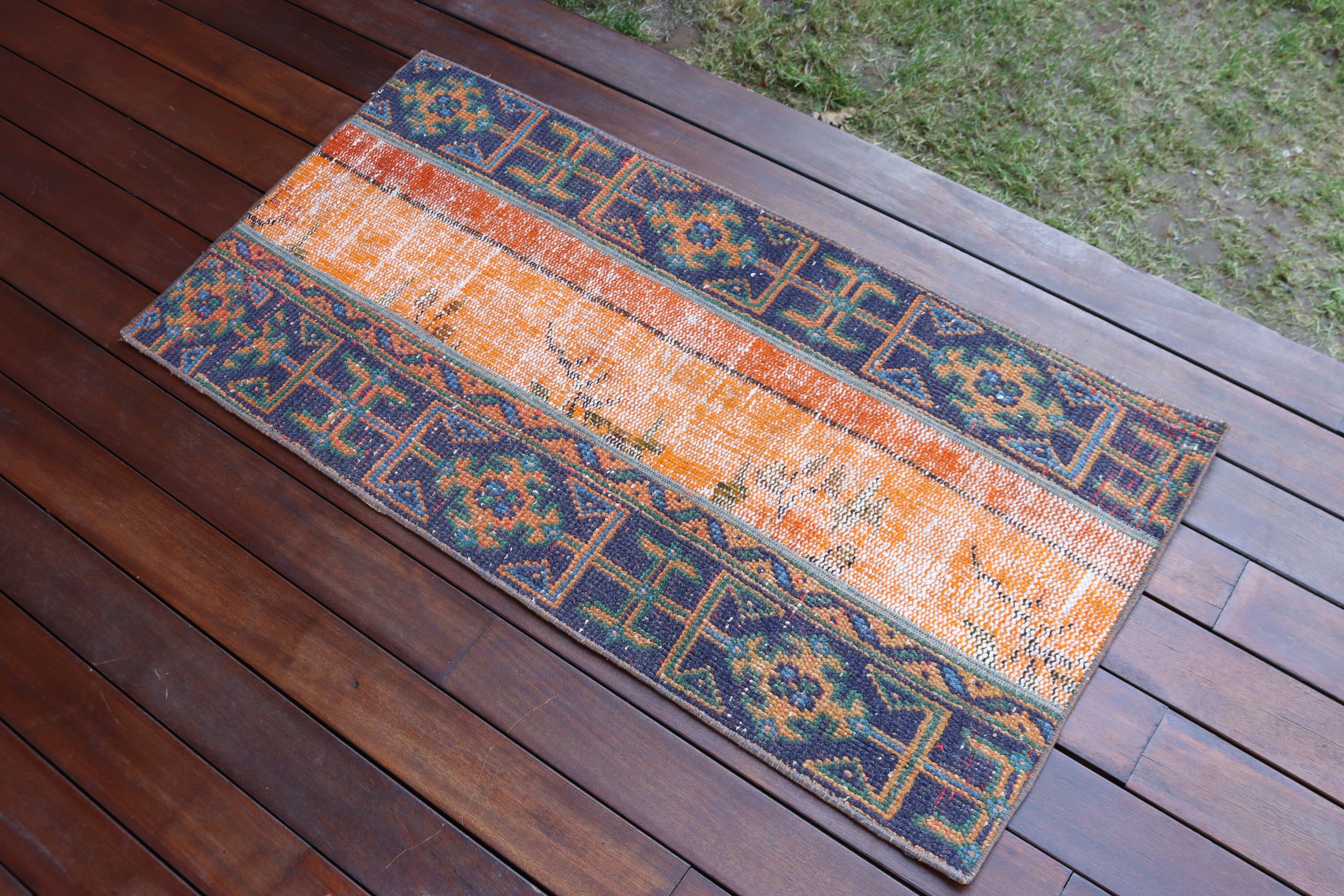 Turkish Rug, Floor Rugs, Rugs for Bedroom, Vintage Rug, 1.8x3.7 ft Small Rug, Wall Hanging Rug, Kitchen Rug, Blue Boho Rugs, Luxury Rugs