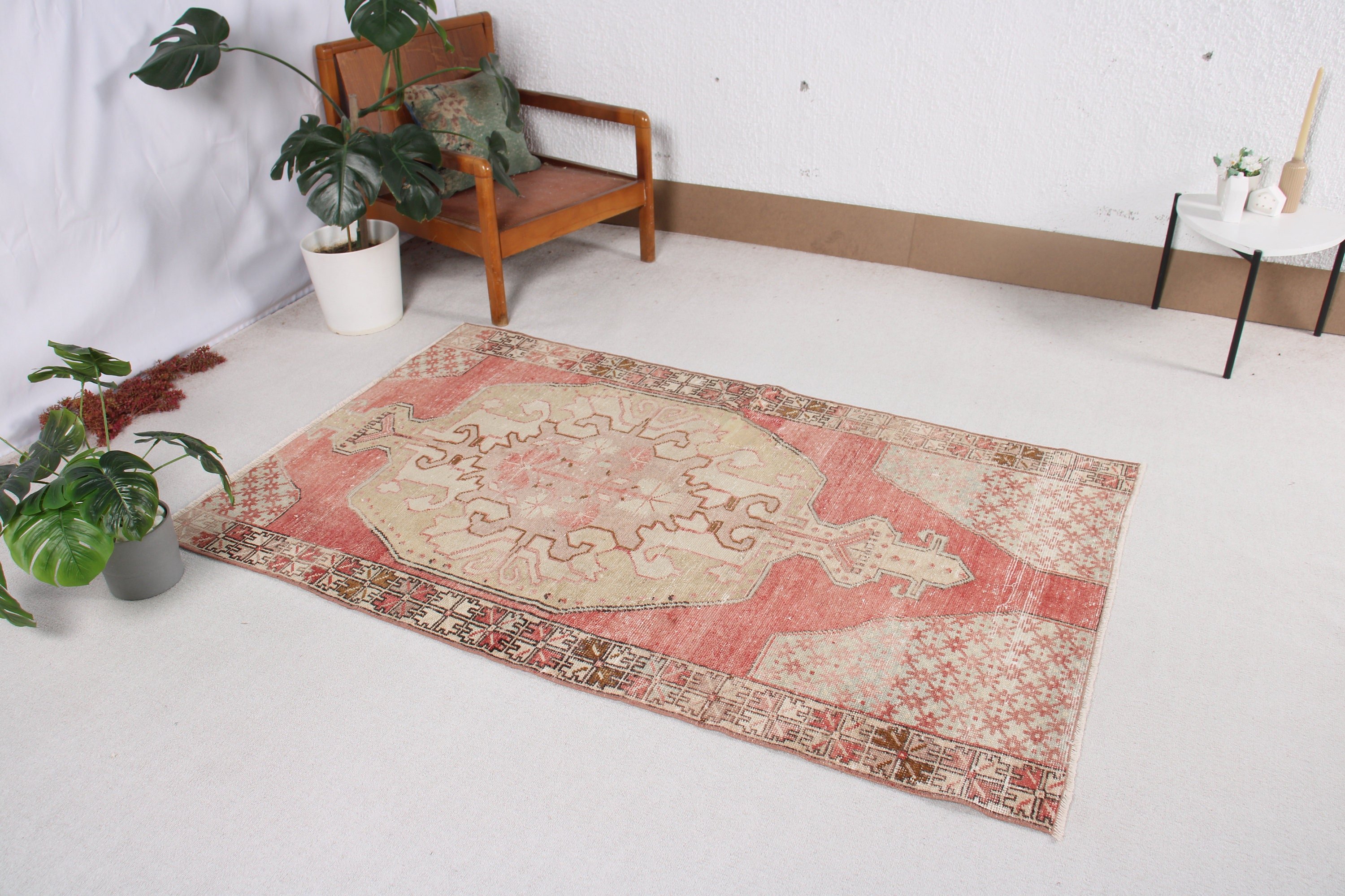 Red Anatolian Rugs, Nursery Rugs, Oushak Rugs, Turkish Rugs, Vintage Rugs, Neutral Rugs, Modern Rug, Decorative Rugs, 3.7x6.2 ft Accent Rug