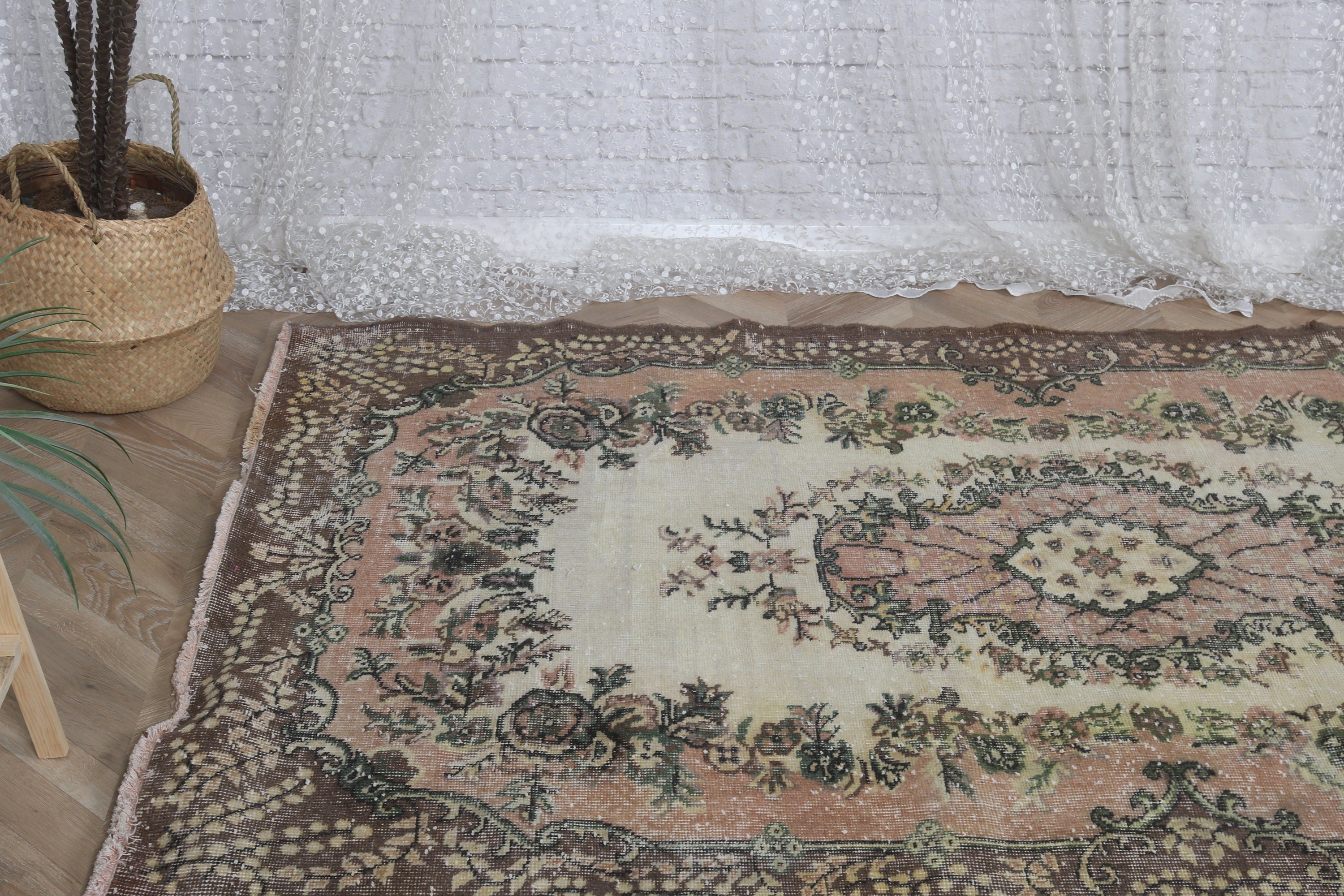 Kahverengi Düz Dokuma Halılar, Vintage Halılar, Boho Halı, Türk Halıları, 4.2x6.9 ft Alan Halısı, Oturma Odası Halıları, Nötr Halı, Vintage Alan Halıları