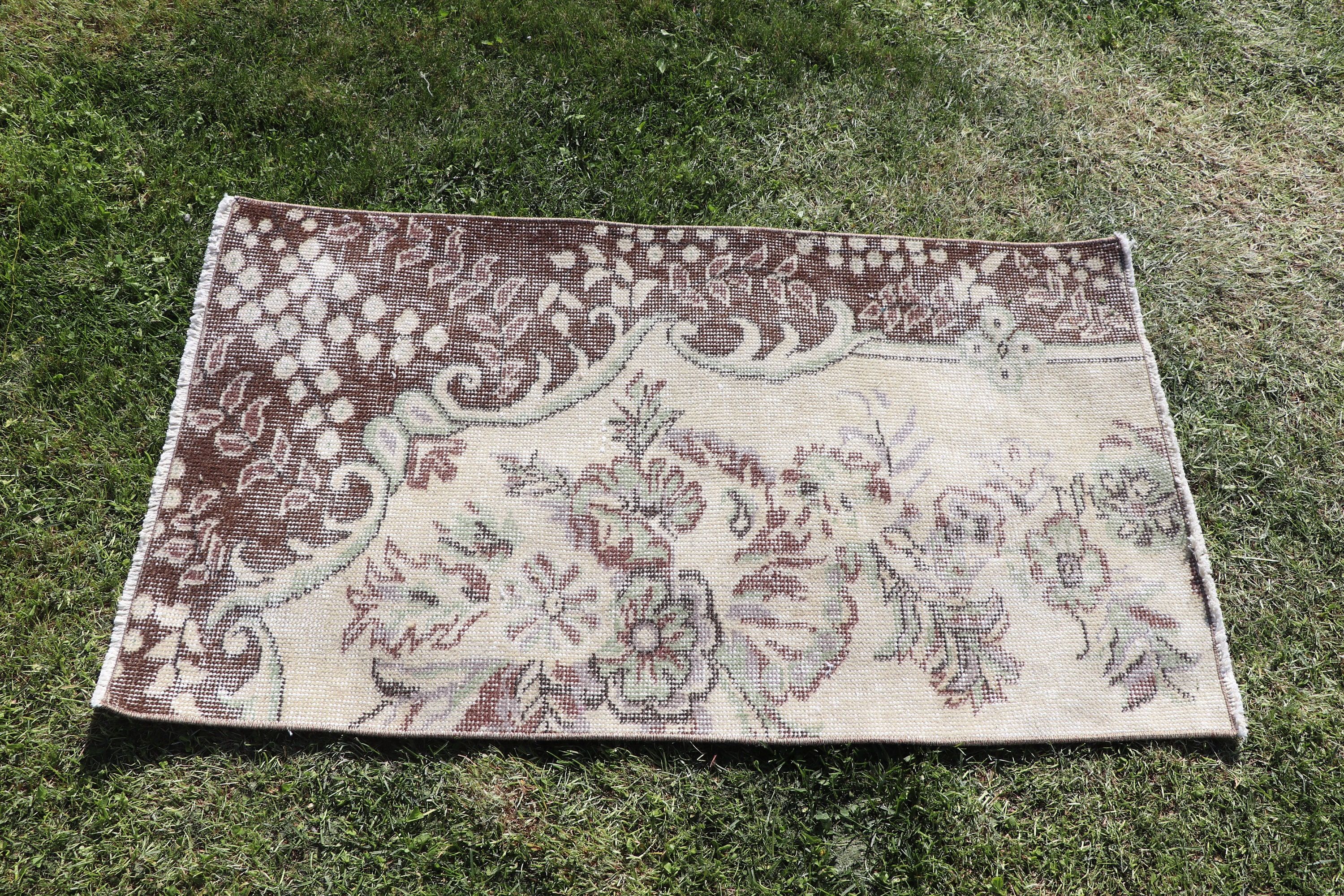 Türk Halıları, Aztek Halısı, Modern Halılar, 1.9x3.3 ft Küçük Halılar, Bej Yün Halı, Küçük Vintage Halı, Yatak Odası Halısı, Vintage Halı