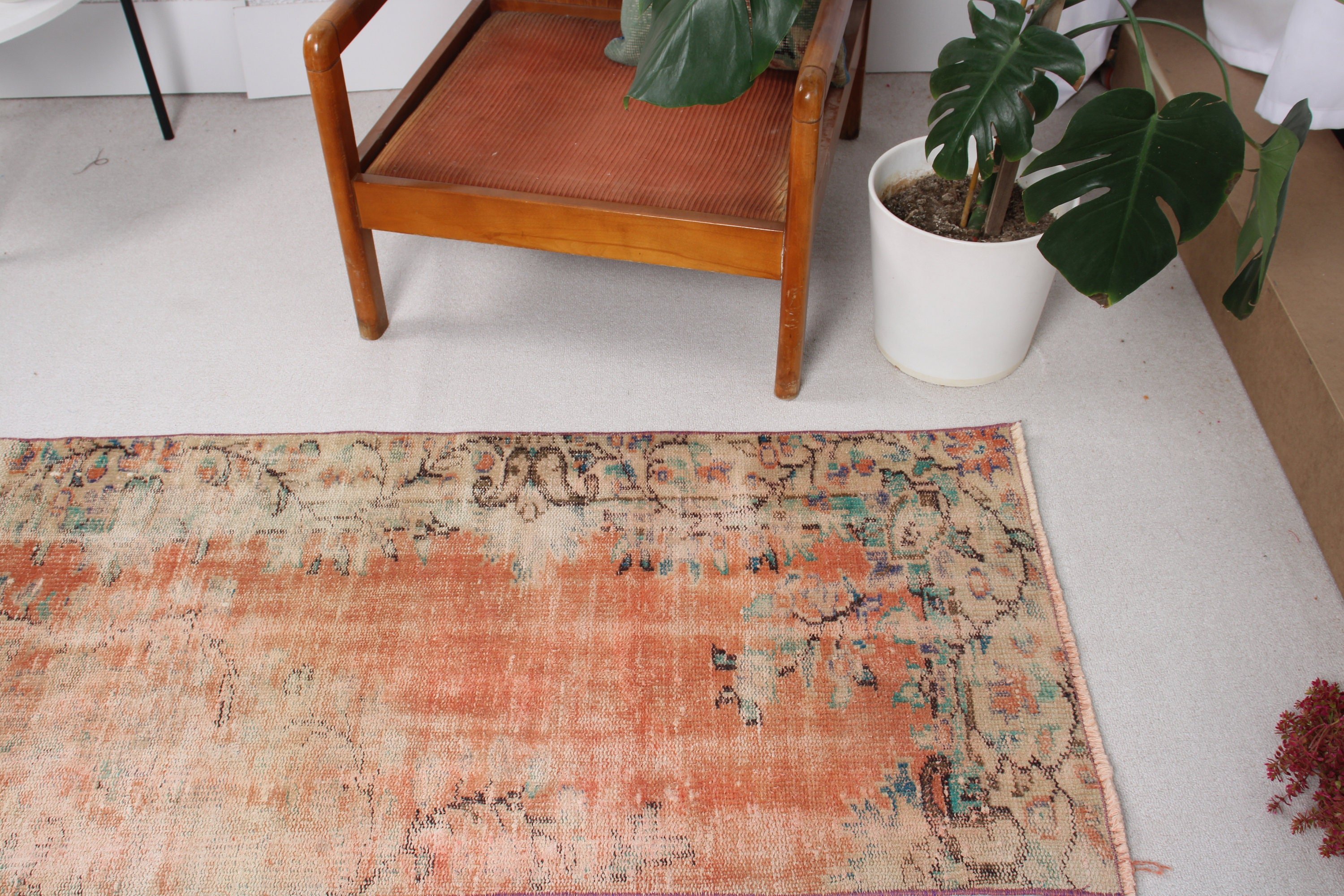 Orange Statement Rug, Bath Rugs, Vintage Rug, Antique Rugs, Turkish Rug, Home Decor Rug, Small Boho Rug, Floor Rug, 2.3x5.4 ft Small Rugs