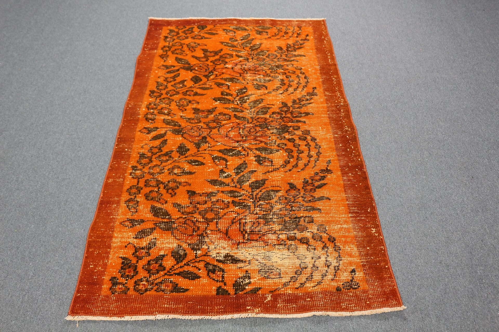 Vintage Decor Rug, Orange Wool Rugs, Vintage Rugs, Turkish Rugs, Entry Rug, Rugs for Entry, Cool Rugs, Kitchen Rug, 3.3x6 ft Accent Rug