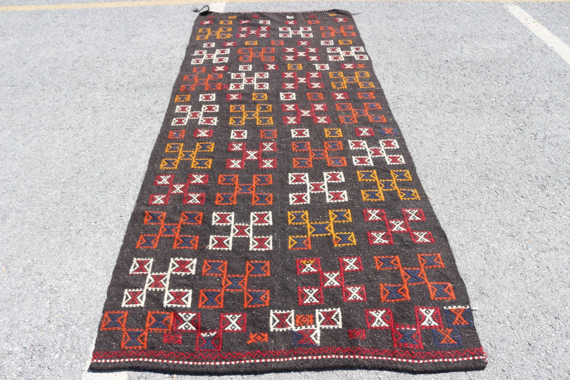 Vintage Rug, Bedroom Rugs, Tribal Rugs, Rugs for Kitchen, Turkish Rugs, 4x10.5 ft Runner Rugs, Black Cool Rug, Hallway Rug