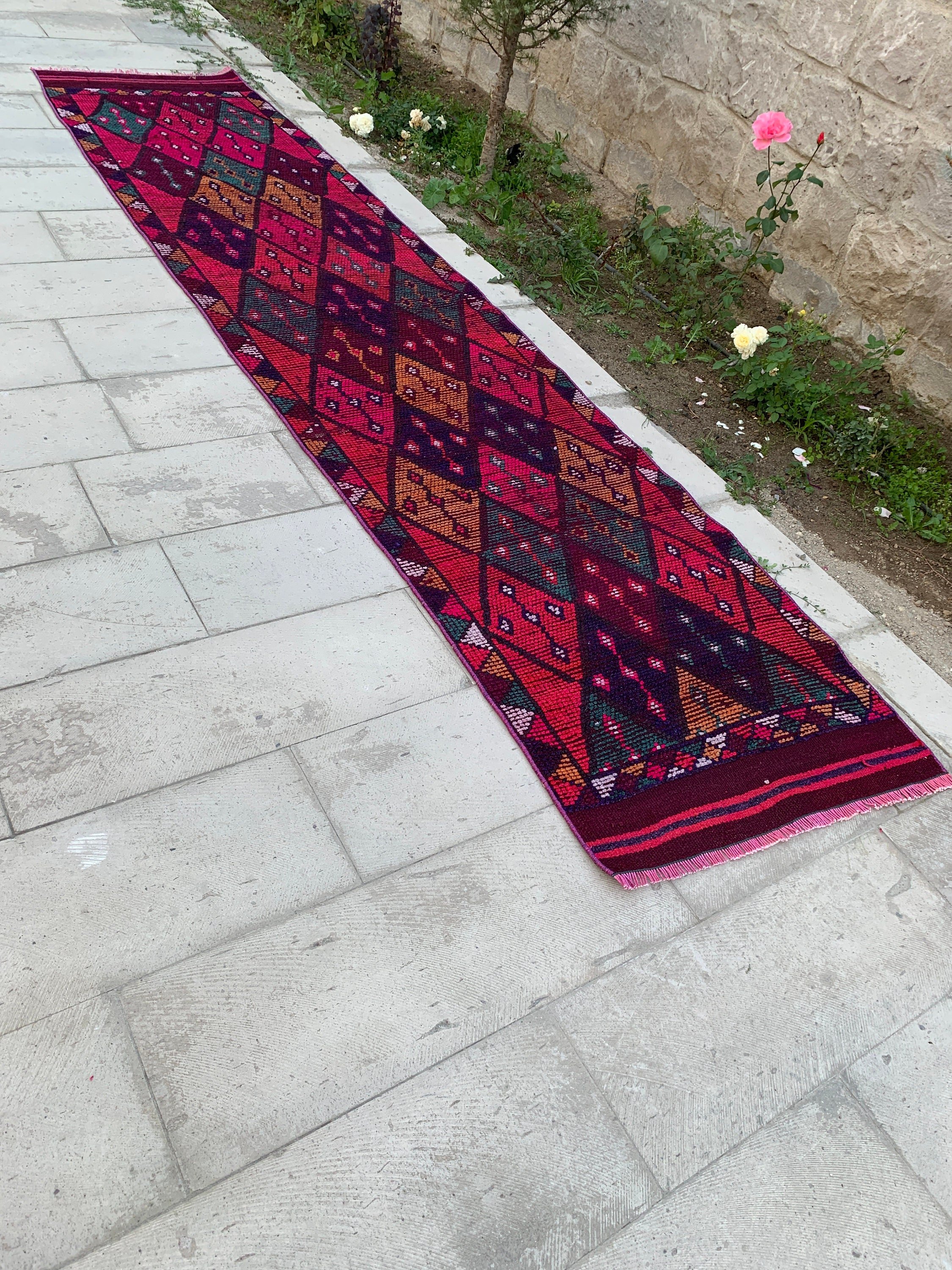 Vintage Halılar, Türk Halısı, Özel Halı, 2,9x12,5 ft Runner Halıları, Yün Halısı, Koridor Halıları, Koridor Halıları, Fas Halısı, Oryantal Halılar